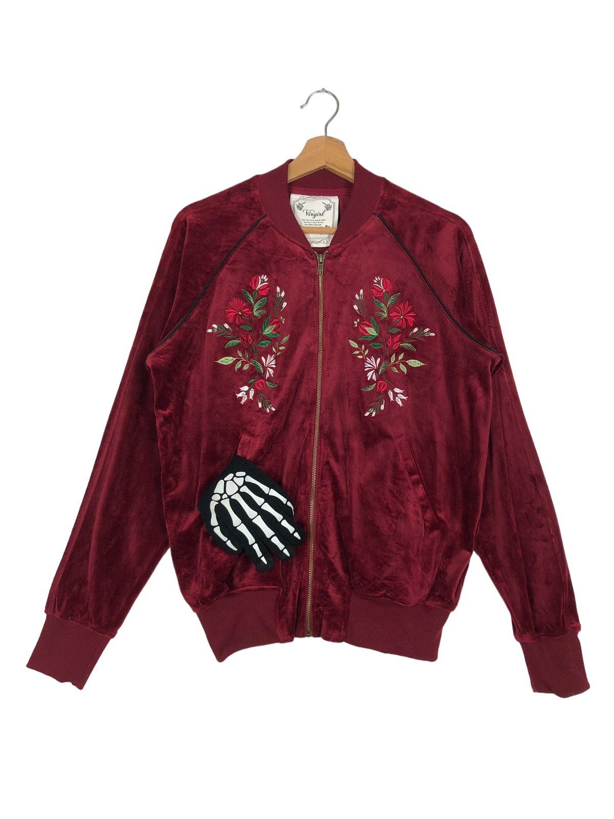 Japanese Brand 🔥Velvet Bomber Jacket Flower Big Logo Virgirl Japan Made Size US M / EU 48-50 / 2 - 1 Thumbnail