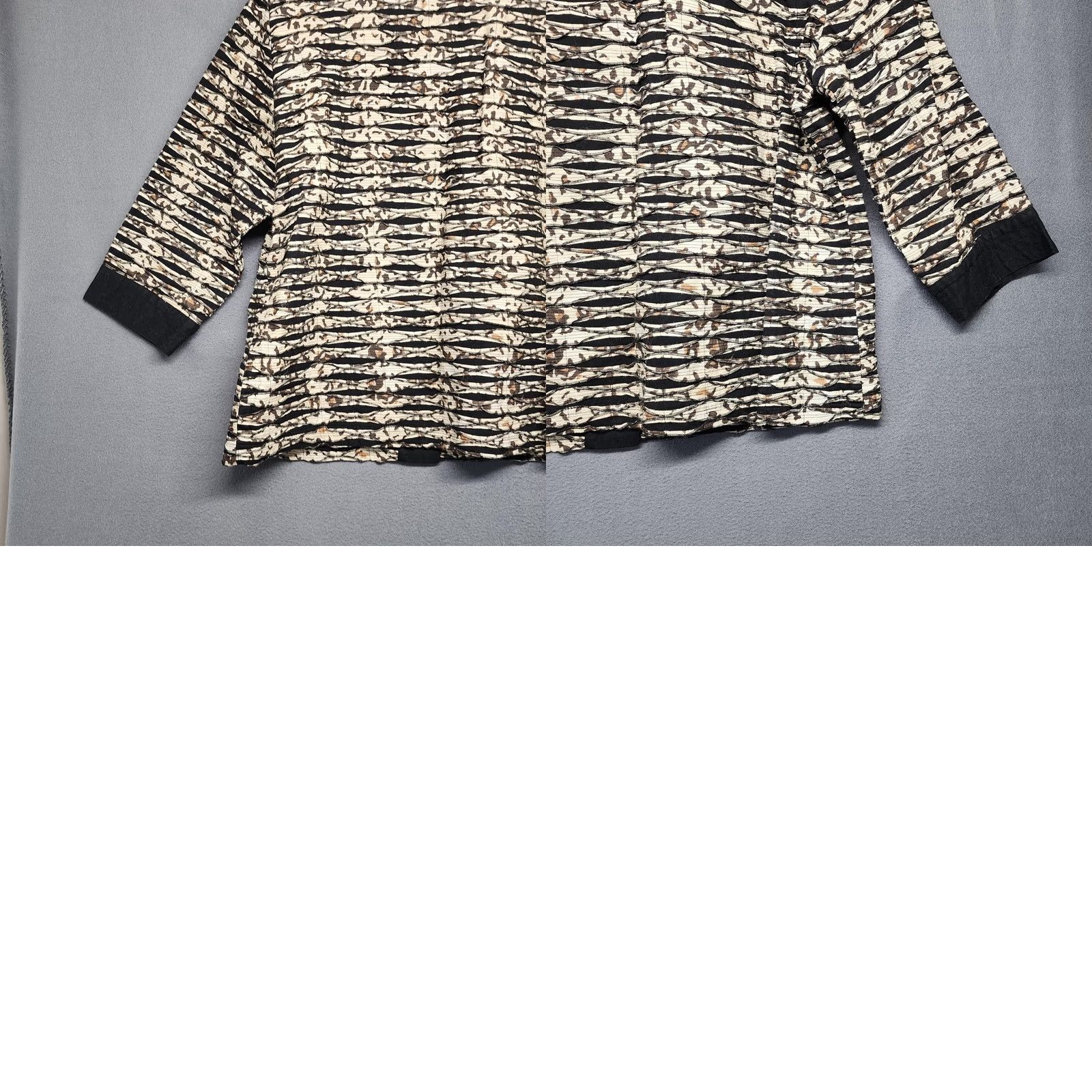 Vintage Chico's Jacket Womens XL Black Beige Textured Animal Print Button Front Size XL / US 12-14 / IT 48-50 - 9 Thumbnail