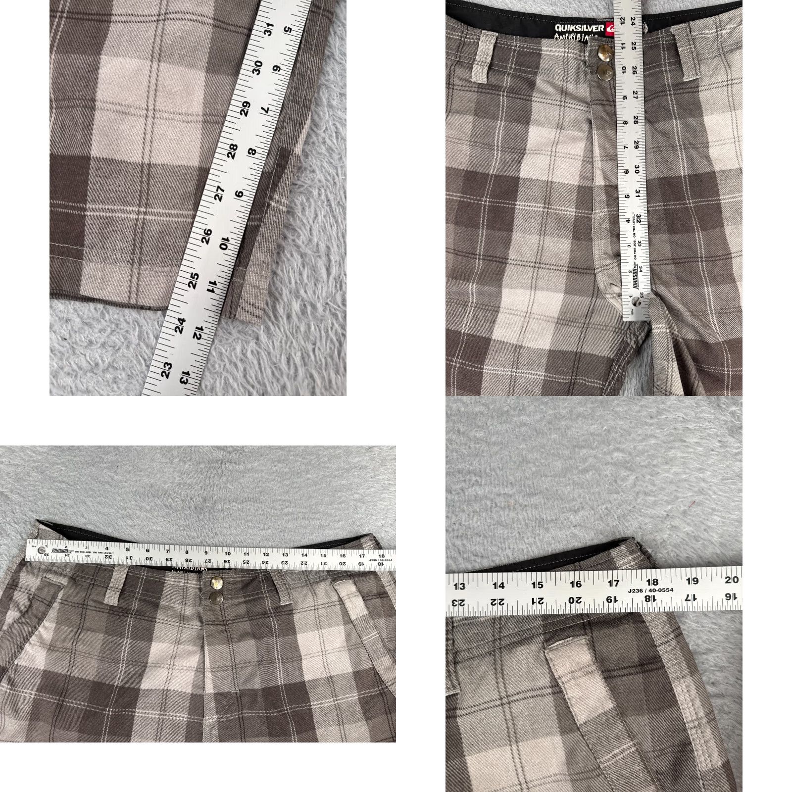 Quiksilver Quiksilver Mens Shorts 36 Brown Plaid Cargo Amphibians Polyester Blend Hyrbid 12" Size US 36 / EU 52 - 8 Thumbnail