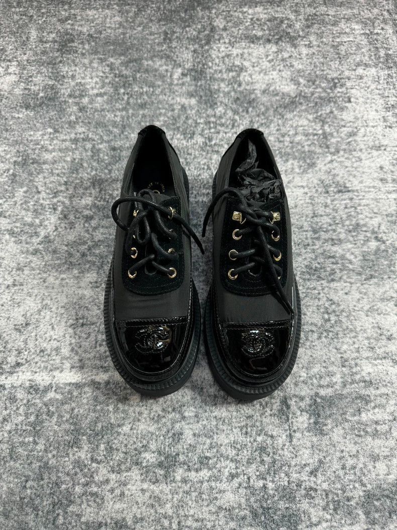 Chanel Chanel Black Leather Platform Loafers -2505 Size US 6 / EU 39 - 2 Thumbnail