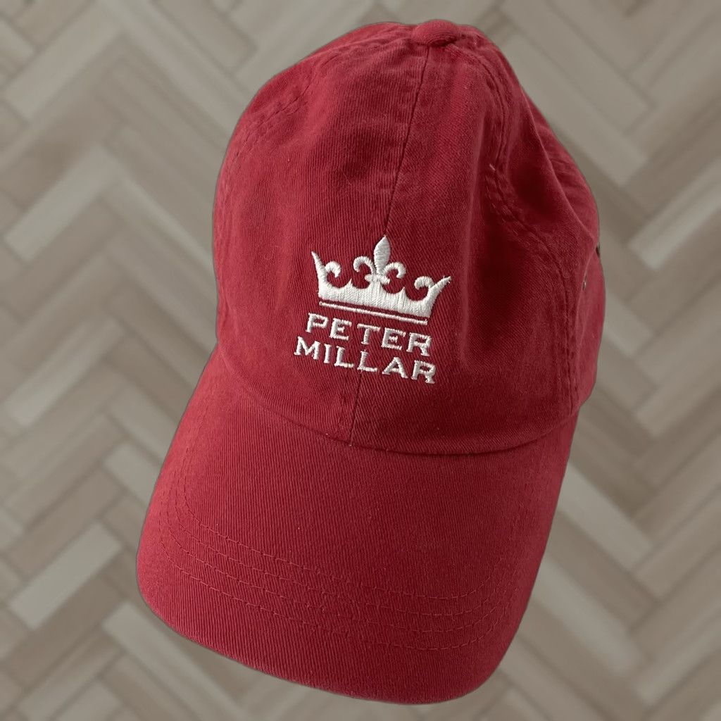 Peter Millar Peter Millar Crown Logo Hat Red Adjustable Mens Cap Baseball Canvas Cotton Crown Logo Red Adjustable Strap Back Modern Casual Men’s Hat Size ONE SIZE - 1 Thumbnail