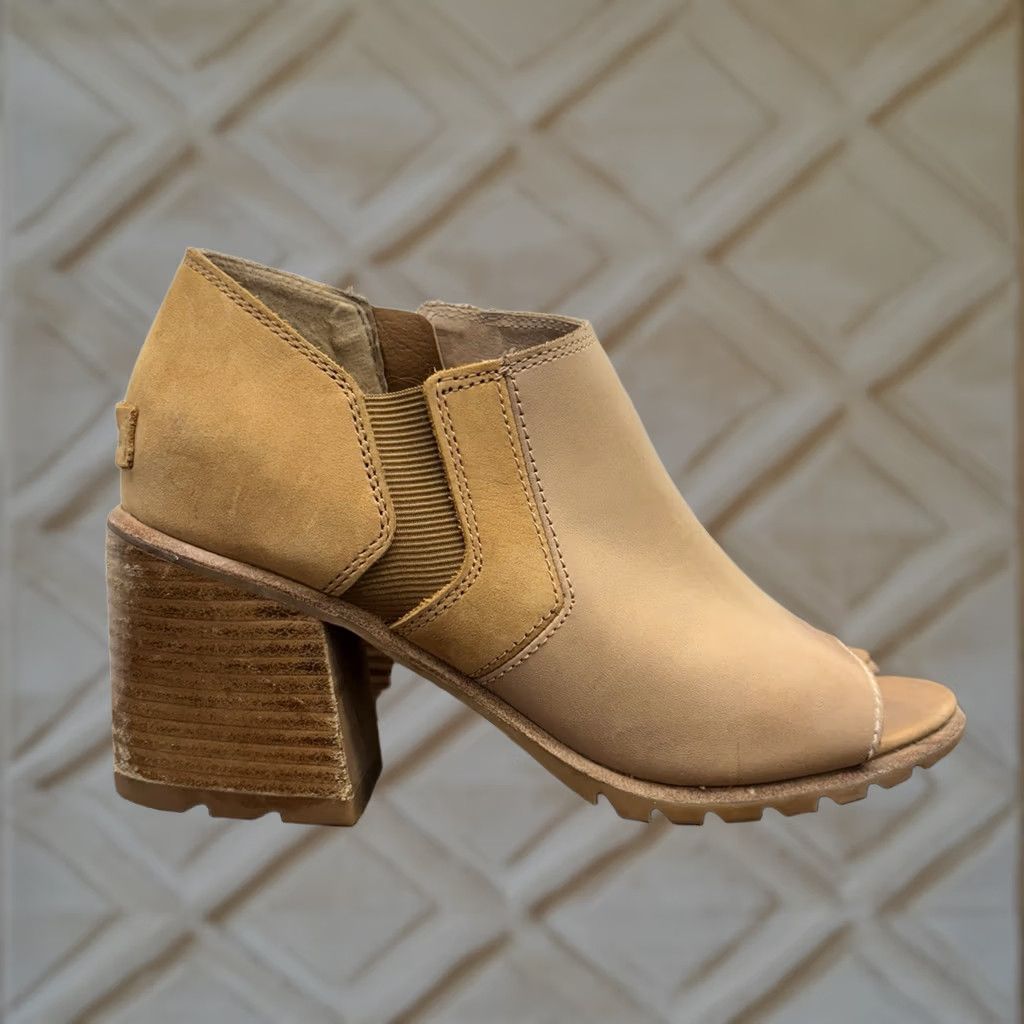 SOREL Sorel Sandals Nadia Tan Leather Open Toe Side Zip Platform Booties 7.5M Size US 8 / IT 38 - 1 Thumbnail