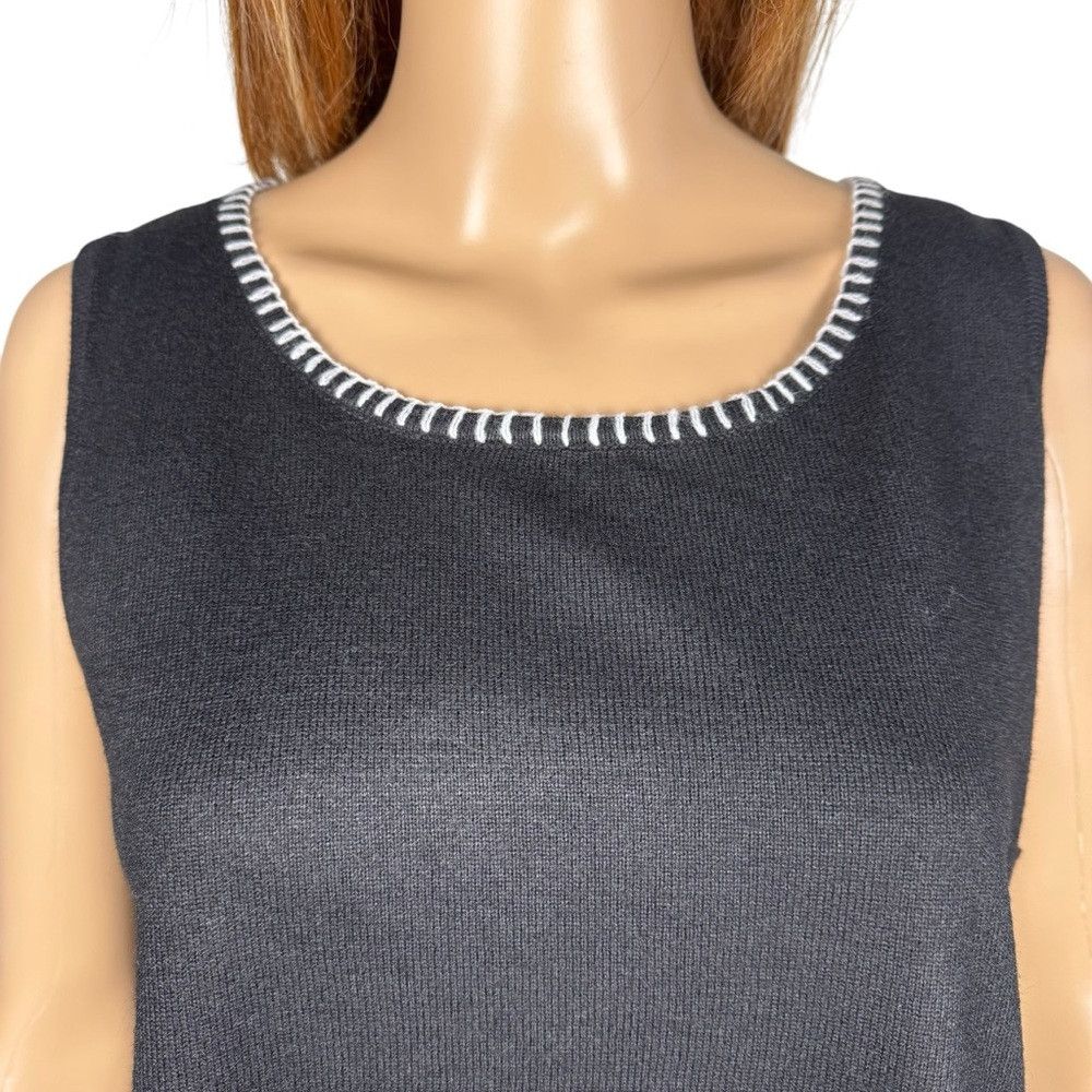 Vince Camuto NWT New Vince Camuto Whipstitch Sleeveless Black Sweater To Size L / US 10 / IT 46 - 3 Thumbnail