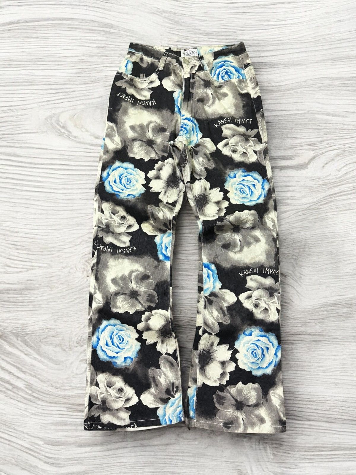 Japanese Brand FLARED KANSAI IMPACT FLOWER FULL PRINTED BOOT CUT PANT Size 24" / US 00 / IT 34 - 1 Thumbnail