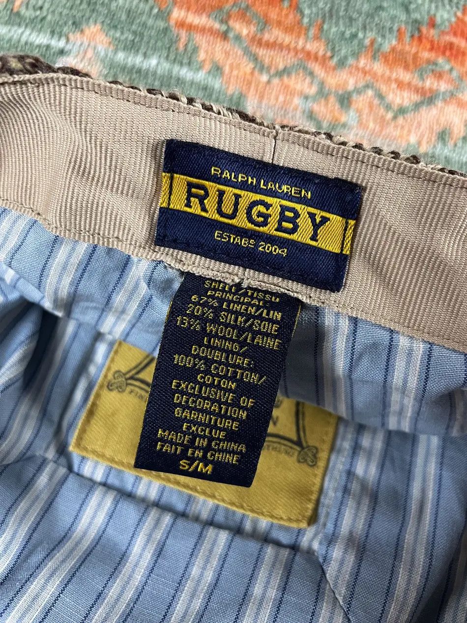 Ralph Lauren × Rugby Ralph Lauren RL Rugby Linen Silk Leather Flat Cap Beret Hat Peaked Cap Size ONE SIZE - 8 Thumbnail