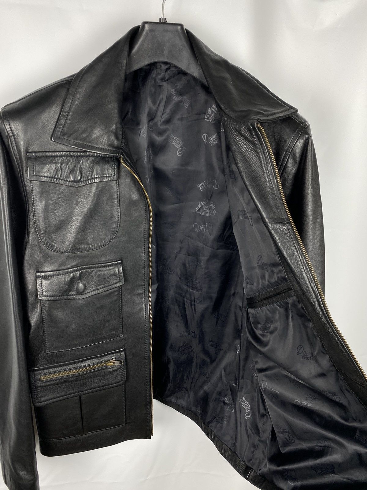 Designer Dormeuil England Soft Genuine Leather Jacket Size US L / EU 52-54 / 3 - 8 Thumbnail