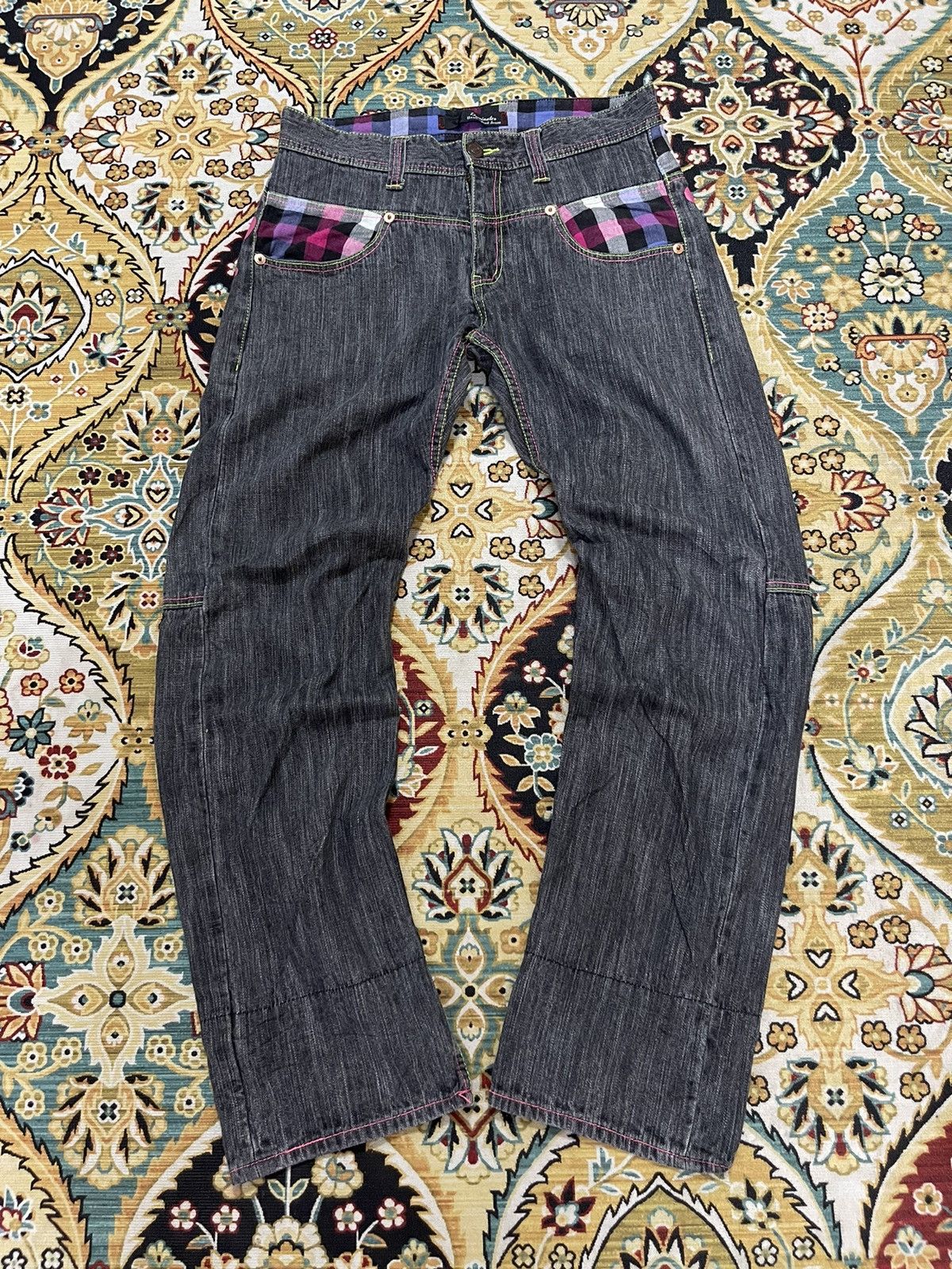 Vintage Japanese Adjustable Curved Leg Distress Denim Vintage Jeans Size US 30 / EU 46 - 6 Thumbnail