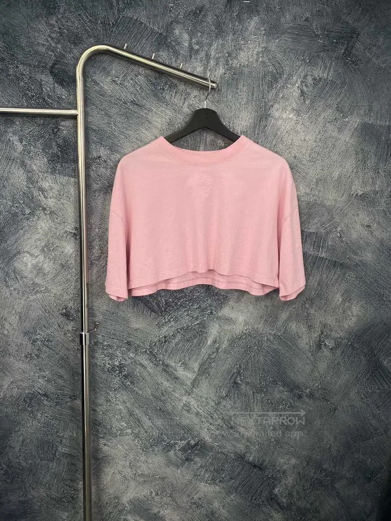 LOEWE Pink embroidered logo short-length short-sleeve T-sh