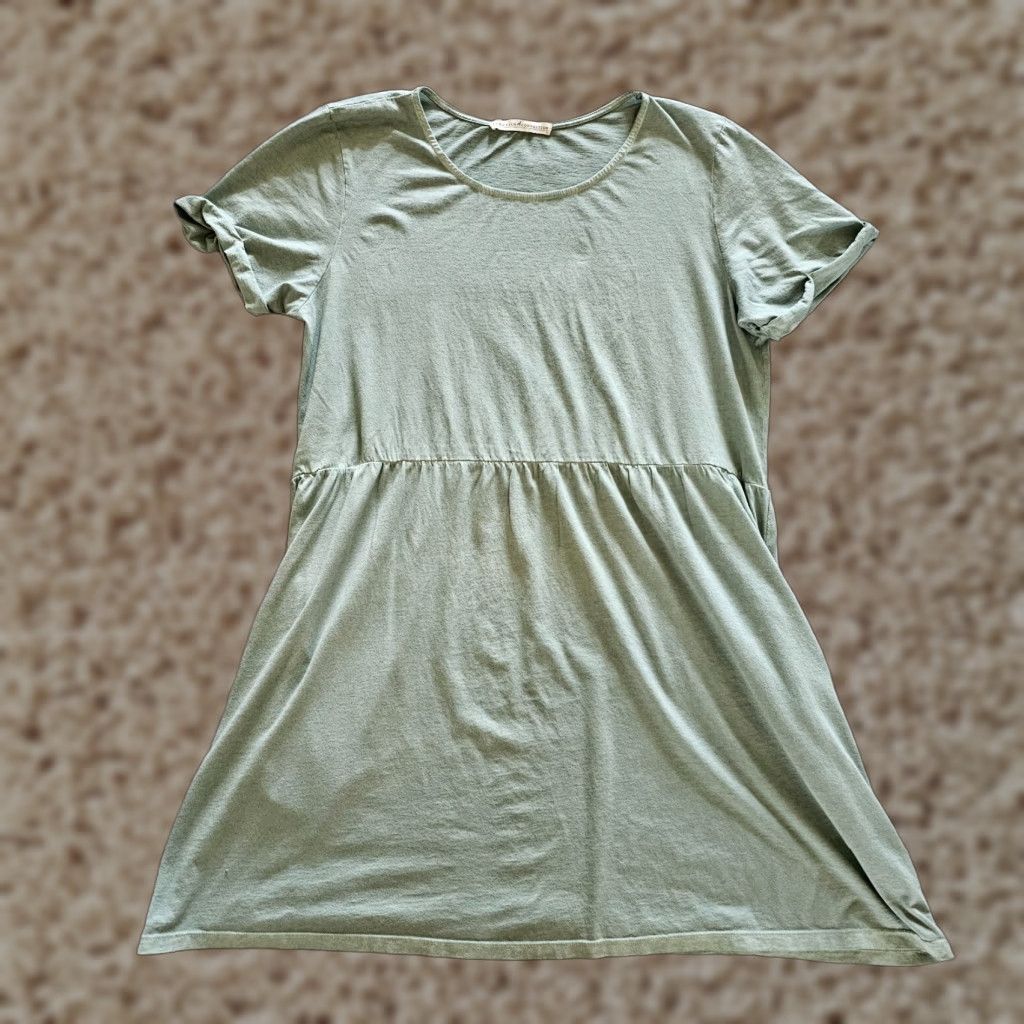 Vintage VINTAGE? No — ignore. Title: Peruvian Connection Dress Women Large Green Pima Cotton A-Line Short Sleeve Boho Size L / US 10 / IT 46 - 1 Thumbnail