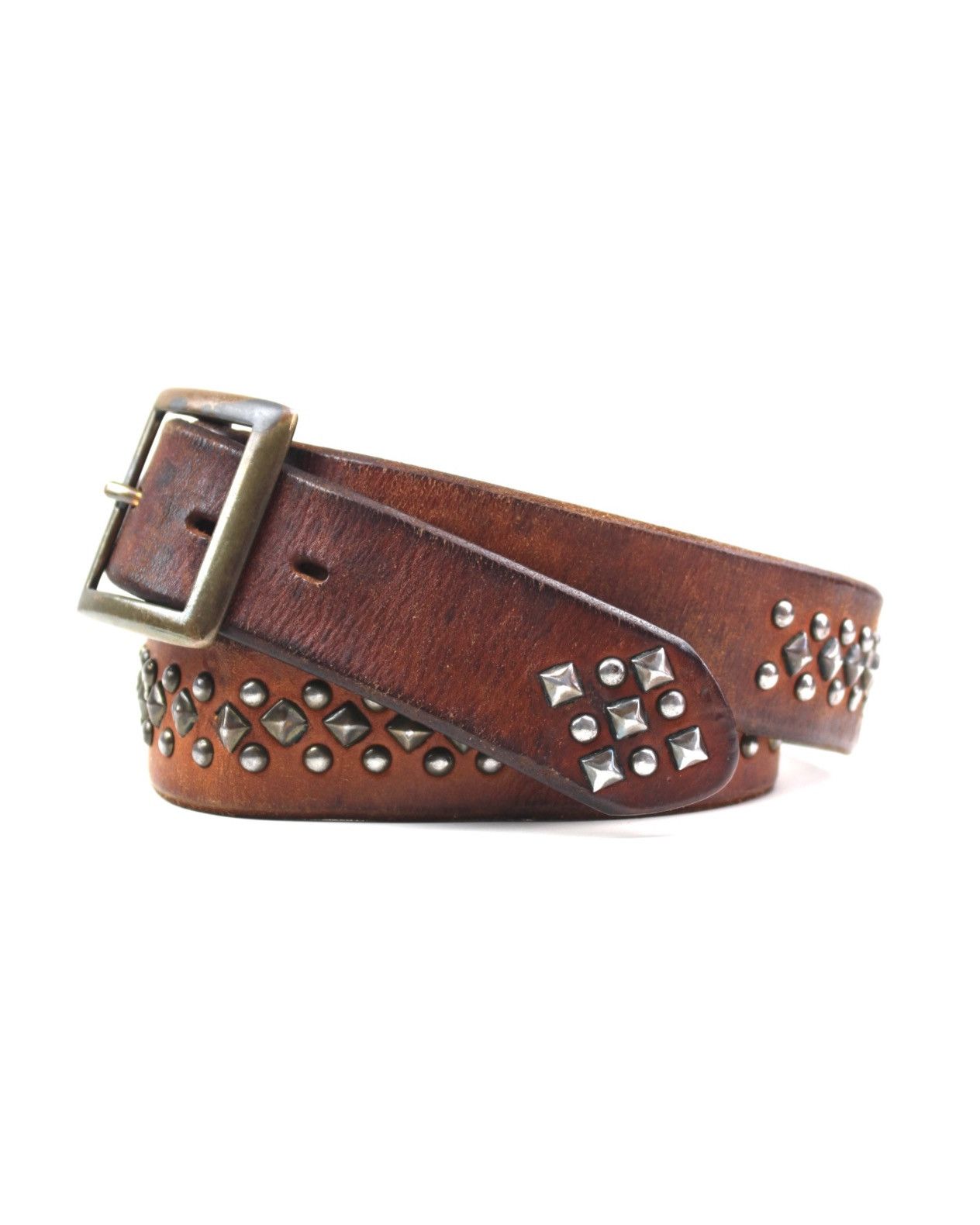 Hysteric Glamour 2000S JAPANESE MADE RUGGED ANTIQUE-BRASS BUCKLE STUDDED BELT Size ONE SIZE - 2 Thumbnail