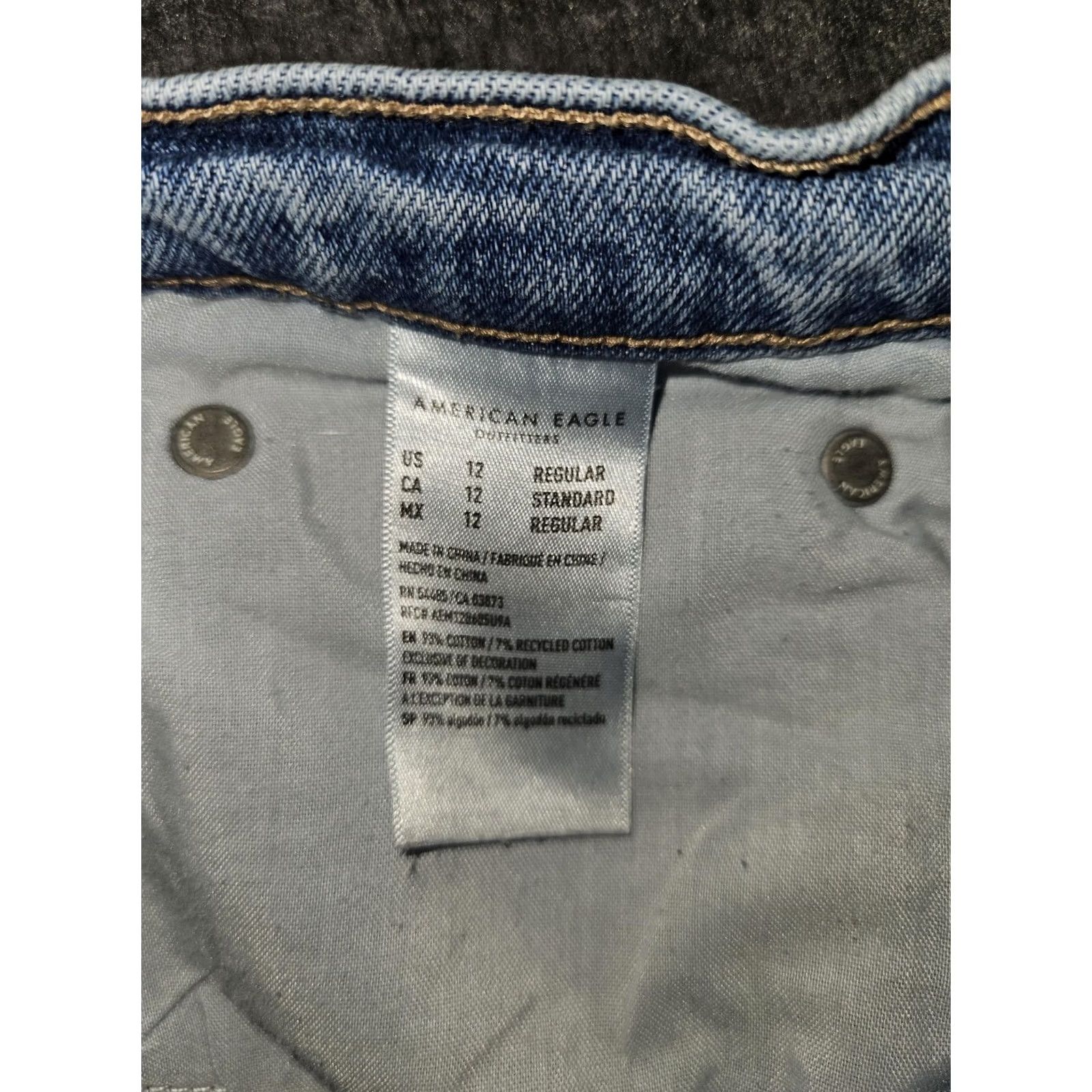 Vintage VINTAGE American Eagle Jeans Womens 12 Blue Distressed Low Rise Saggy Baggy Denim Pants Size 34" / US 12 / IT 48 - 3 Thumbnail