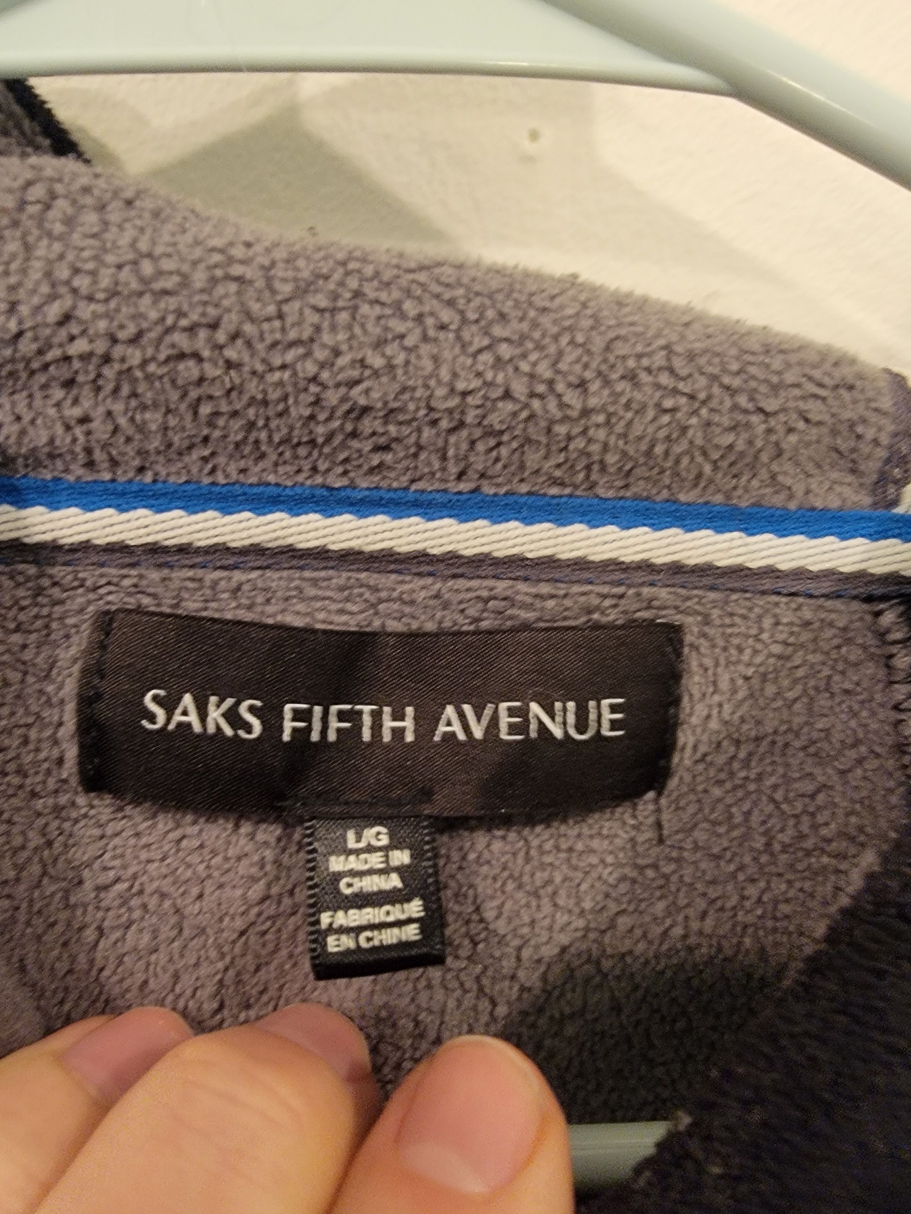 Saks Fifth Avenue Saks Fifth Avenue Gray/Black Polyester Hoodie Size US L / EU 52-54 / 3 - 3 Thumbnail