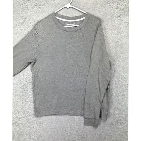 Express Express Mens Medium Grey Pinstripe Long Sleeve Shirt Quality Fit T-Shirt Adult Size US M / EU 48-50 / 2 - 3 Thumbnail