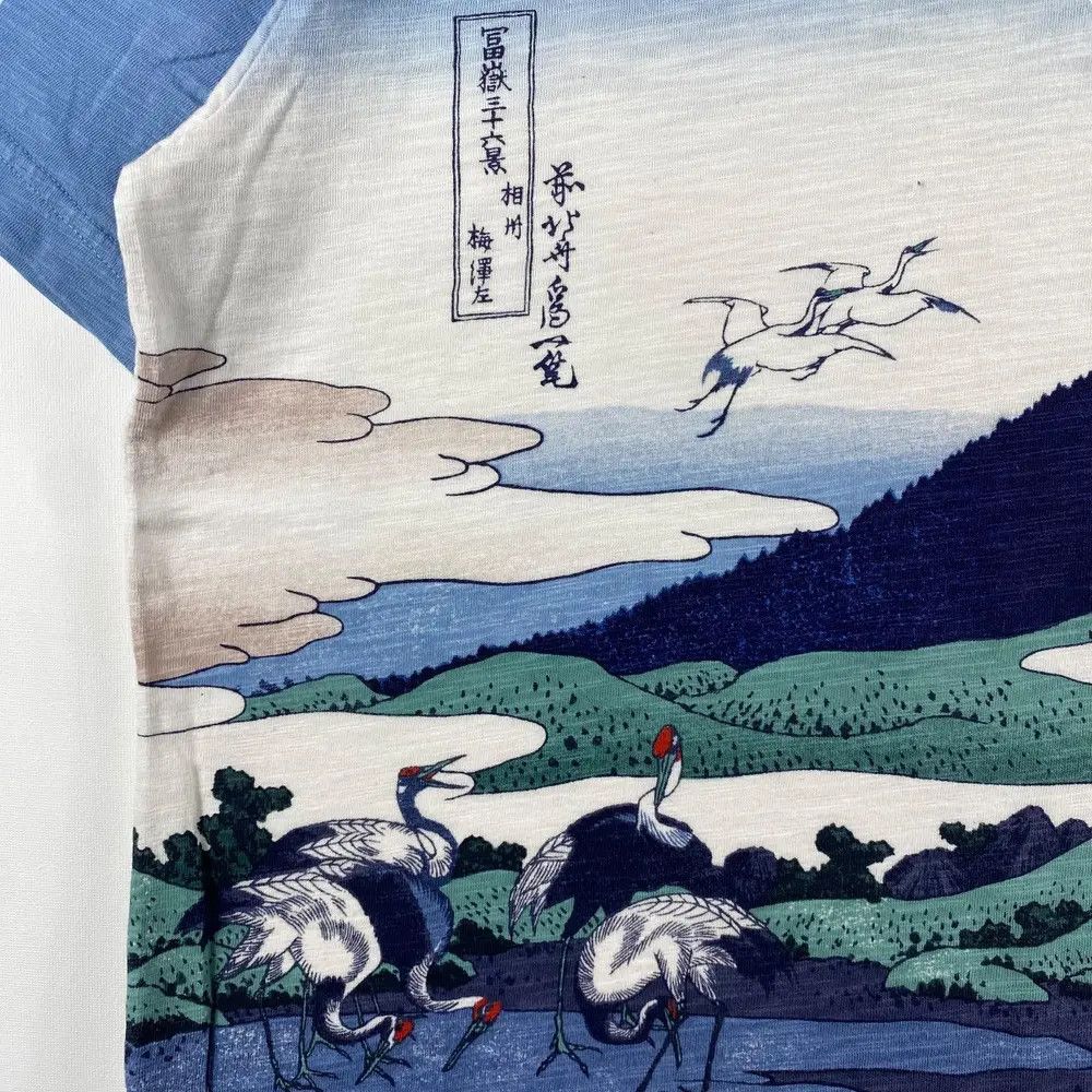 Japanese Brand HOKUSAI BLUE Mount Fuji View Art Graphic Tee Shirt Medium Size US M / EU 48-50 / 2 - 2 Thumbnail