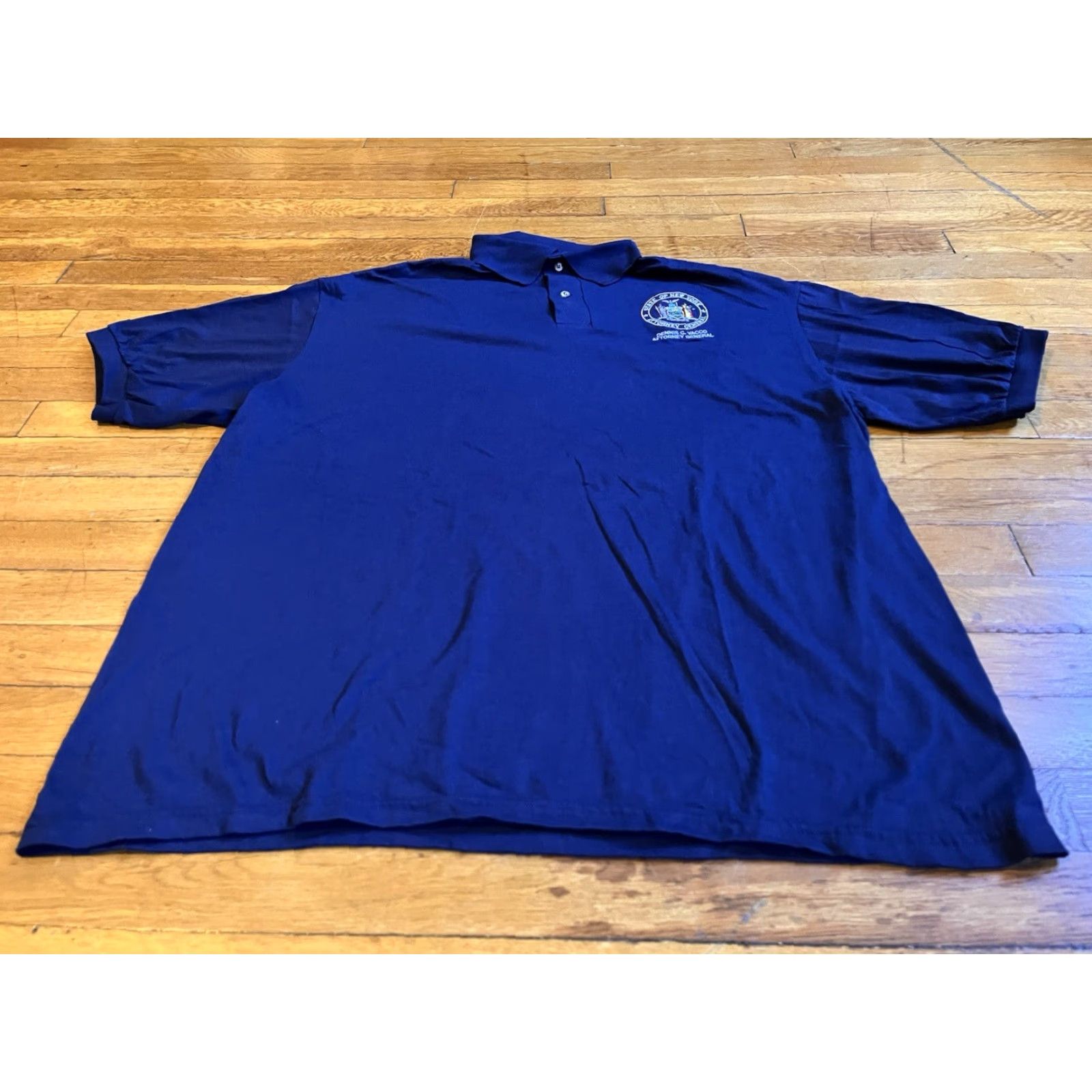 Hanes VINTAGE New York Attorney General Polo Shirt Men’s 2XL Blue Polo Shirt Mens 2XL 90s City Retro Logo Embroidered Hanes Activewear Shirt Size US XXL / EU 58 / 5 - 2 Thumbnail