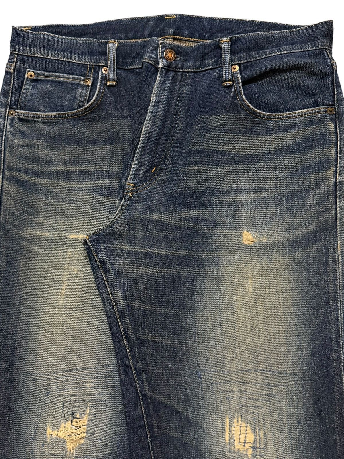 Edwin Vintage 90s Japan Edwin 504 Faded Wash Distress Straight Leg Size US 36 / EU 52 - 3 Thumbnail
