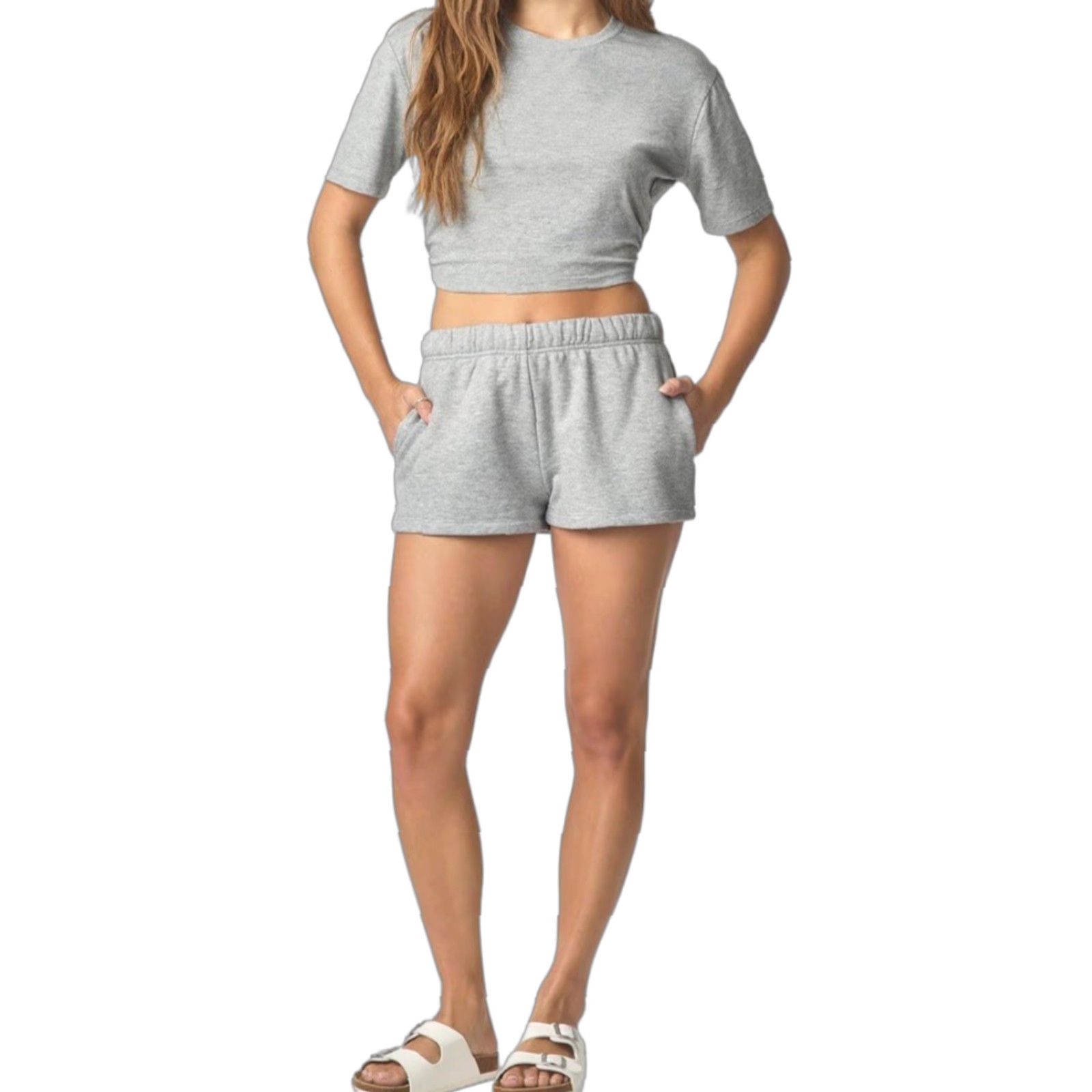 Vintage VINTAGE florence by mills Women's Garden Party Elastic-Back Tee - Heather Gray - Lg Crop Top Womens Size L / US 10 / IT 46 - 1 Thumbnail