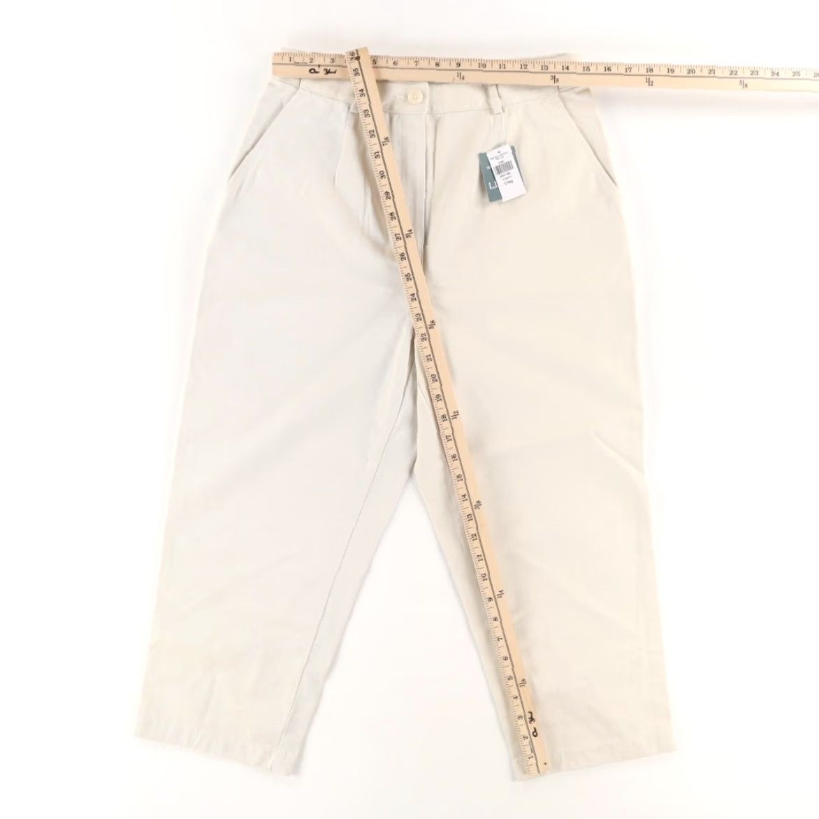 Vintage LL Bean Crop Original Fit Cotton Twill Chino Pants Stone Women's 12 Size 34" / US 12 / IT 48 - 3 Thumbnail