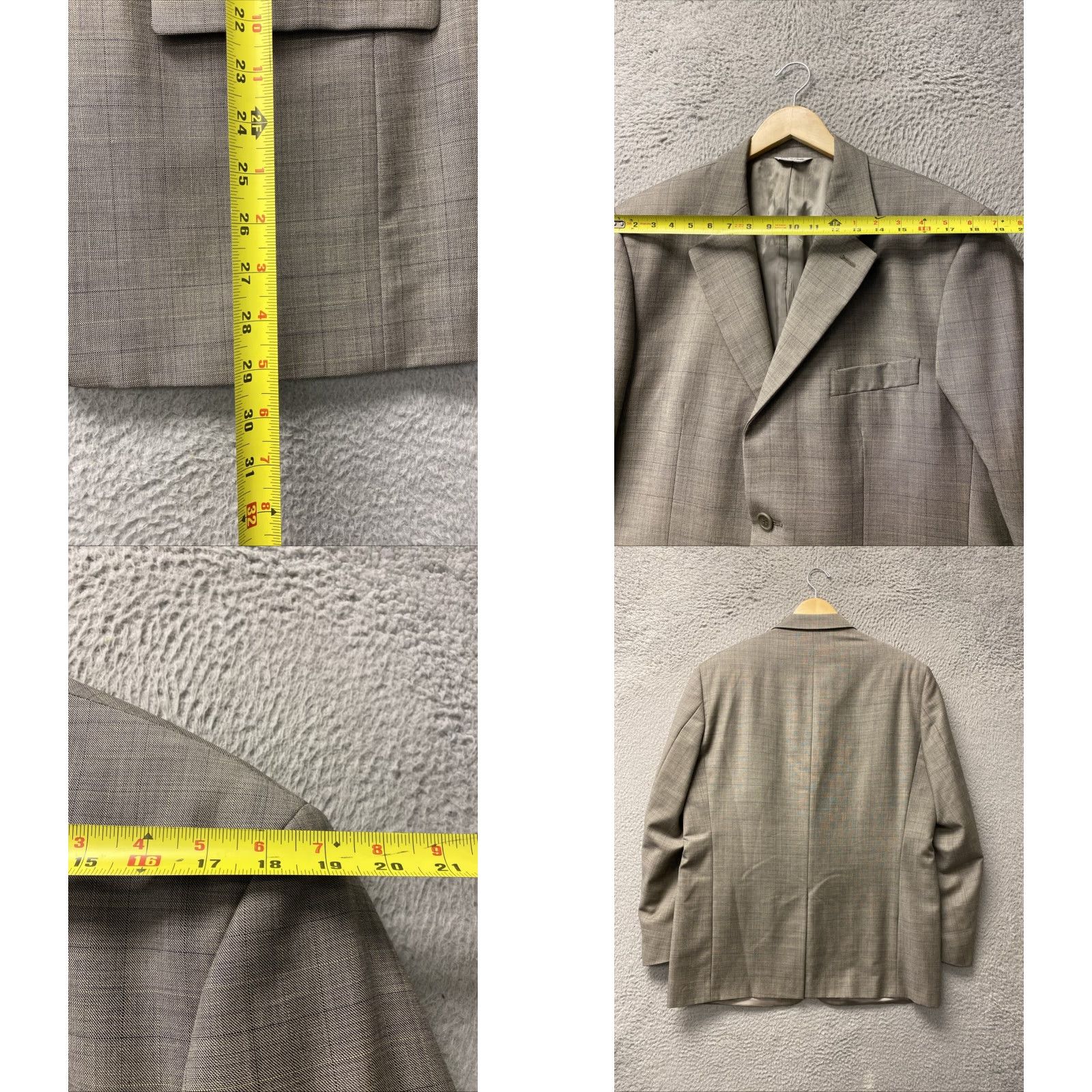 Vintage Cesarani Suit 44R Gray Glen Plaid Wool 2 Piece Business Casual Formal Mens Size 44R - 8 Thumbnail