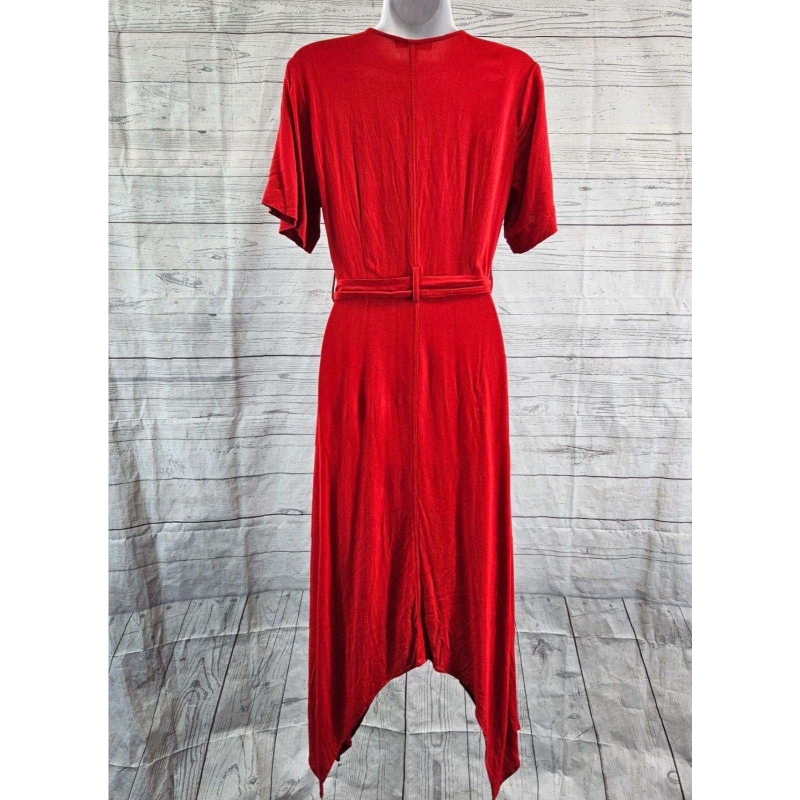 Banana Republic Banana Republic Womens Handkerchief Hem Dress Wrap Sz 6 Solid Red V-Neck Size M / US 6-8 / IT 42-44 - 3 Thumbnail