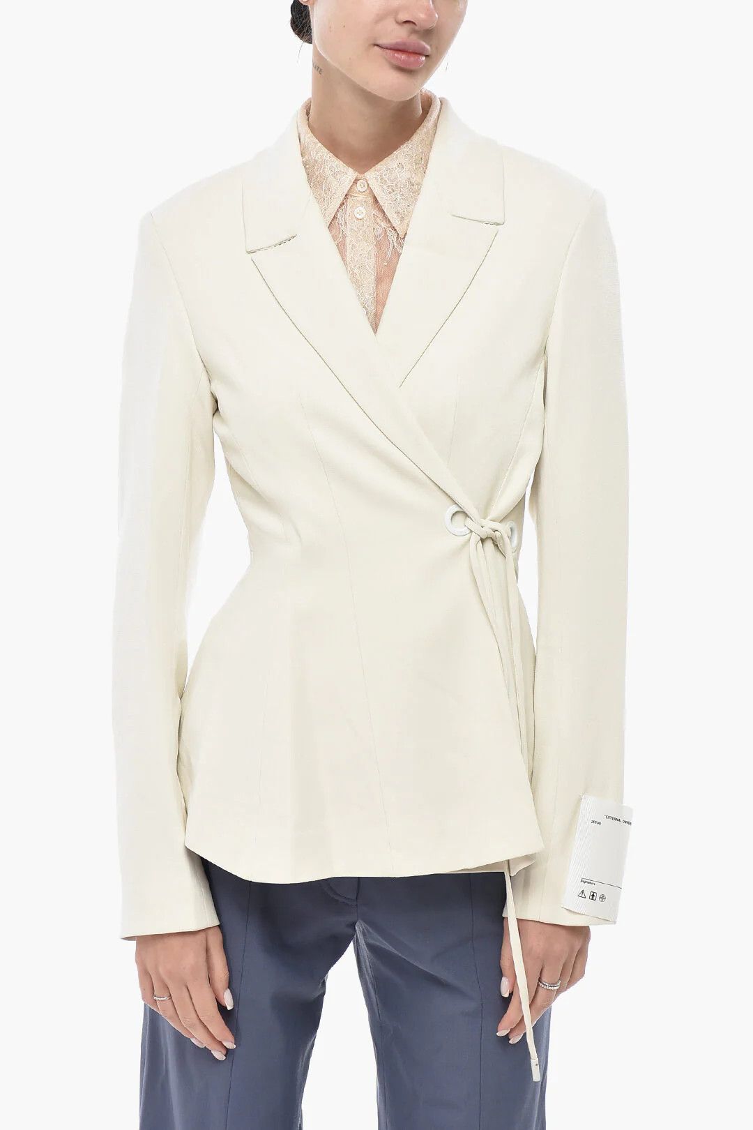 Off-White og1mm0426 Lined Blazer in White Size S / US 4 / IT 40 - 1 Thumbnail