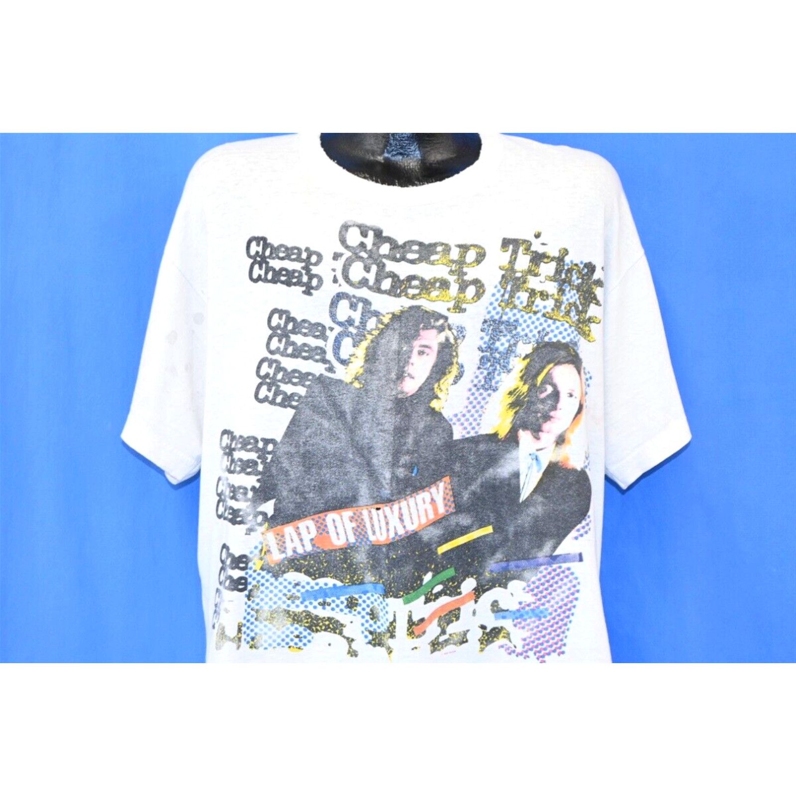 Image of Vintage 80's Cheap Trick Lap Of Luxury Album Distressed Rock Band T-Shirt 2Xl in White, Men's