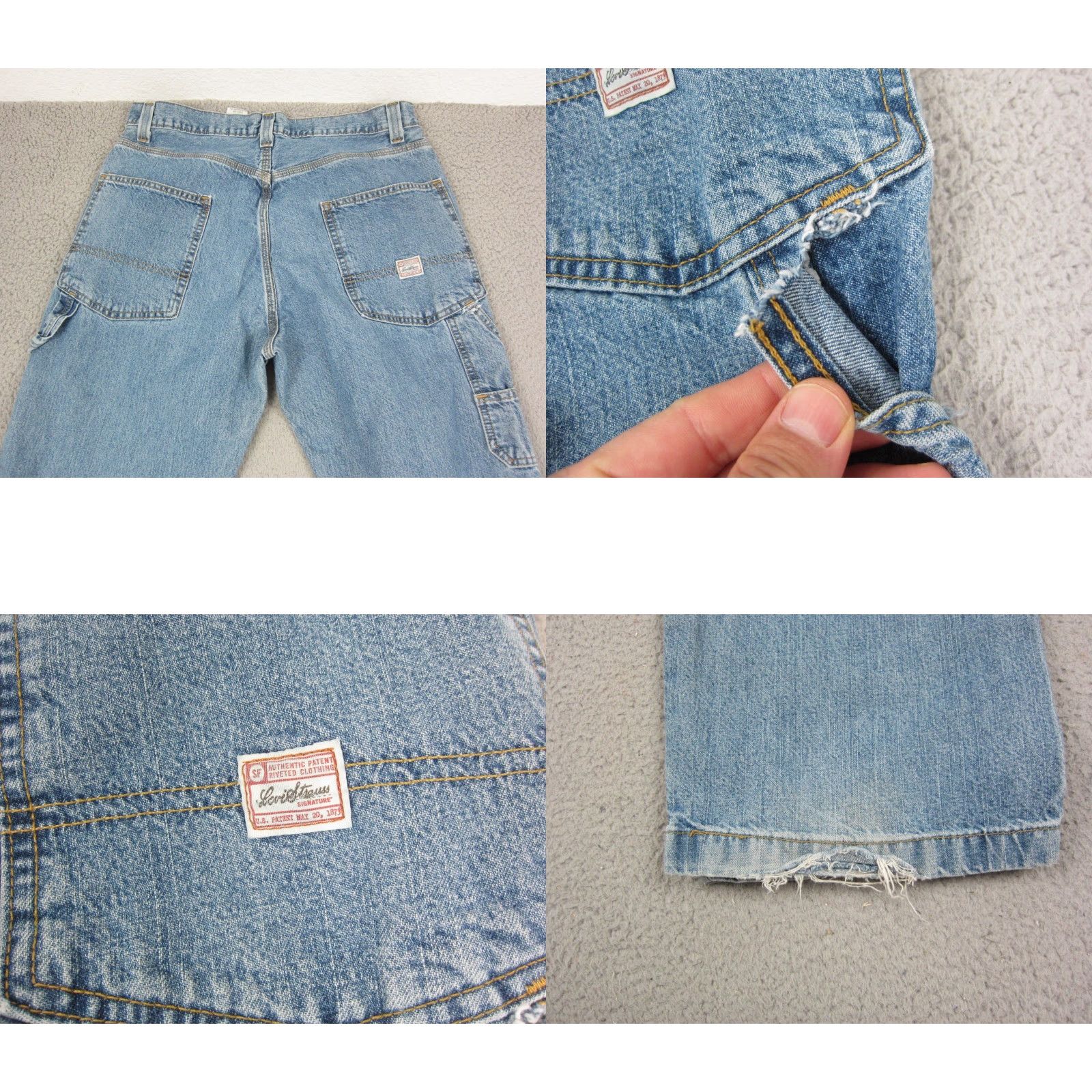Levi's VINTAGE Levi's Jeans Mens 34x32 Blue Denim Carpenter Straight 90s 80s Baggy Pocket Zipper Button Baggy Denim Jeans Mens Regular Blue 34x32 Size US 34 / EU 50 - 10 Thumbnail