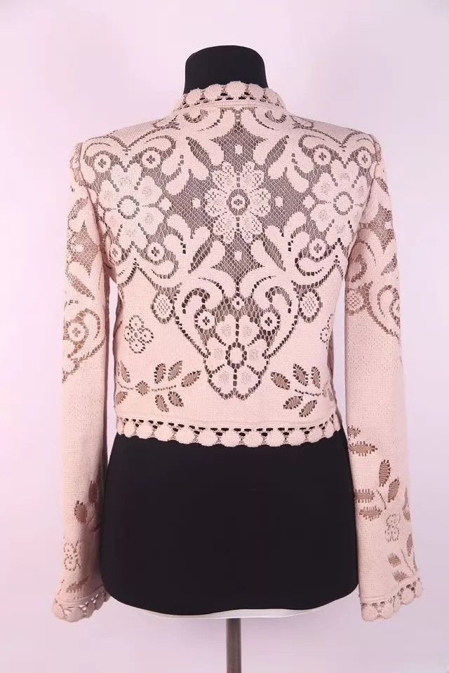 Valentino Valentino Beige lace embroidered short coat Size S / US 4 / IT 40 - 2 Thumbnail