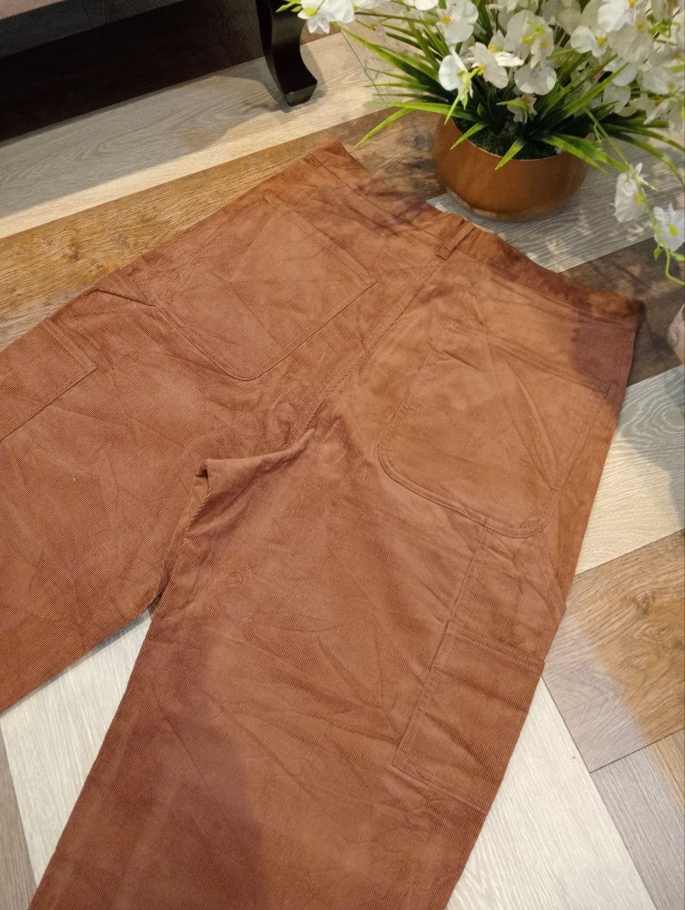 GU GU JAPAN DOUBLE KNEE WIDE BAGGY CORDUROY PANTS Size US 35 - 9 Thumbnail