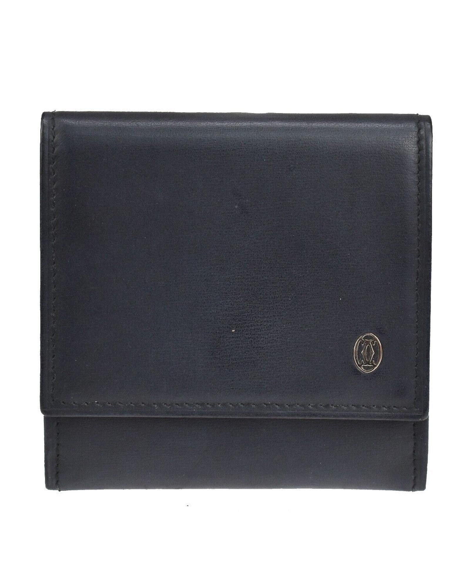 image of Cartier Black Leather Trifold Wallet, Women's
