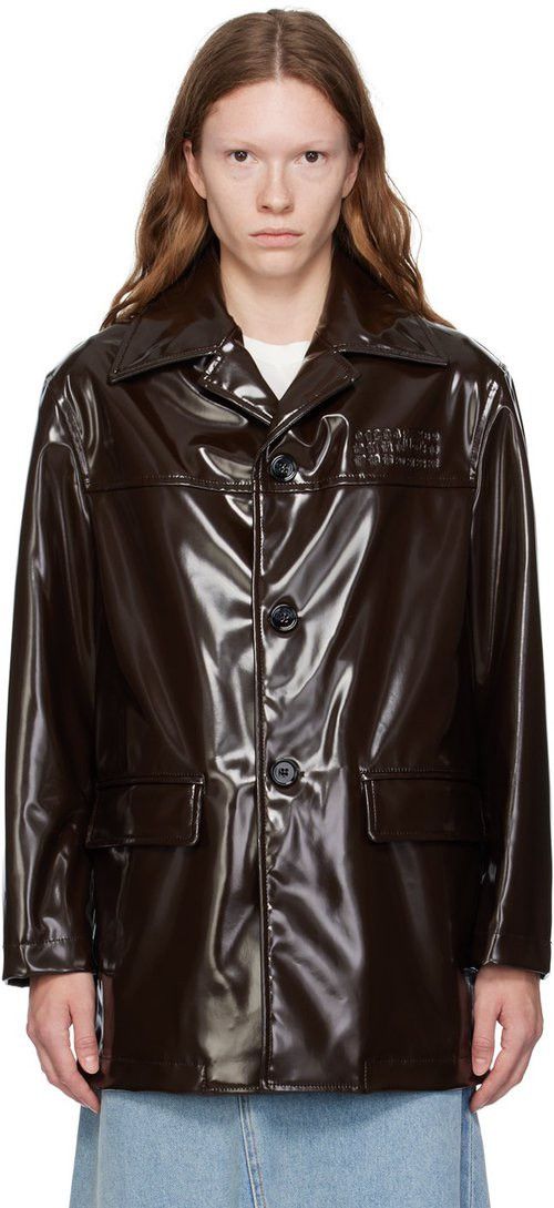 Maison Margiela !DS! SS23 Maison Margiela Faux Leather Brown Patent Jacket Size M / US 6-8 / IT 42-44 - 6 Thumbnail