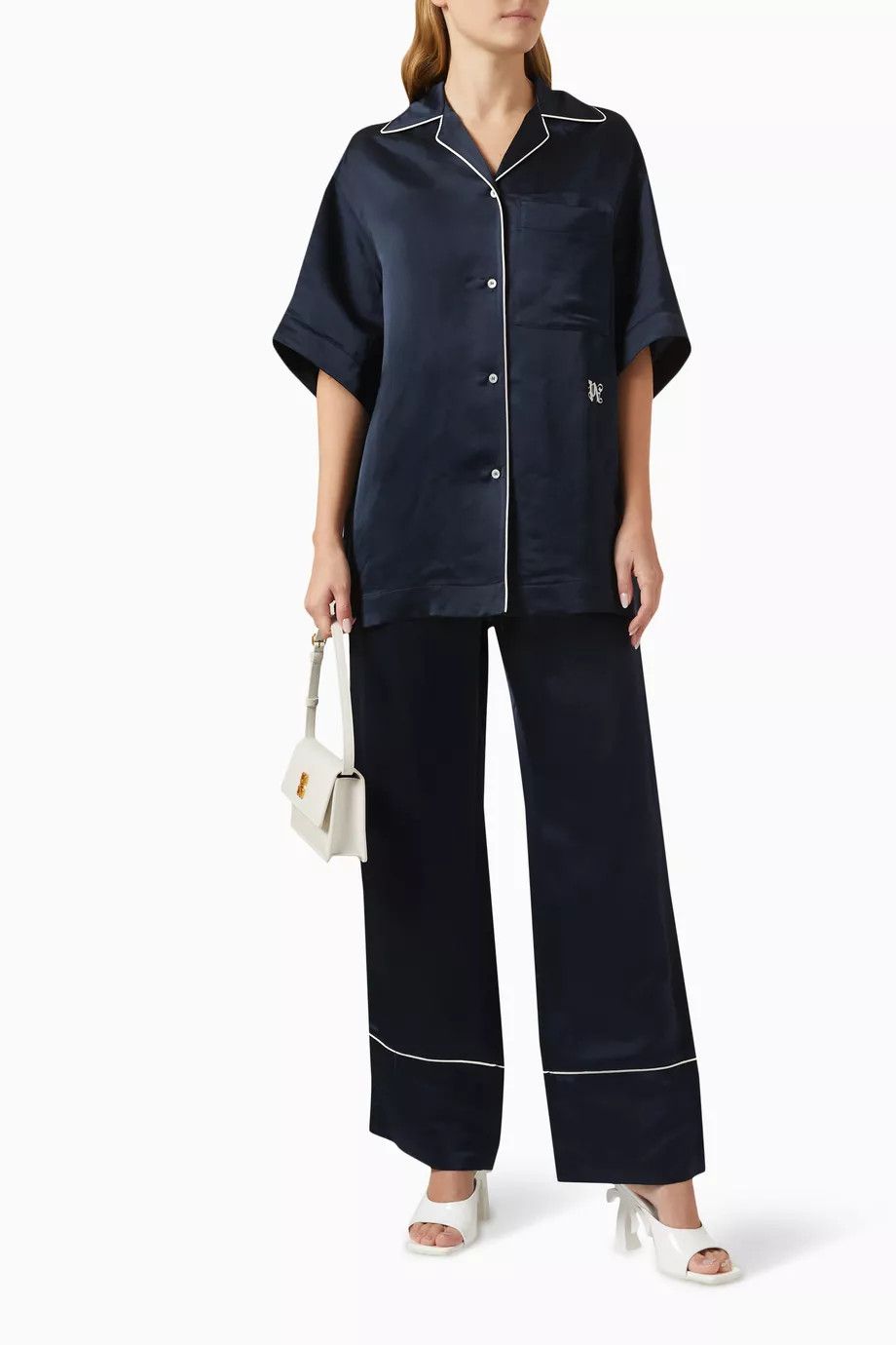 Palm Angels o1y1125 Linen Shirt in Midnight Blue Size S / US 4 / IT 40 - 2 Thumbnail