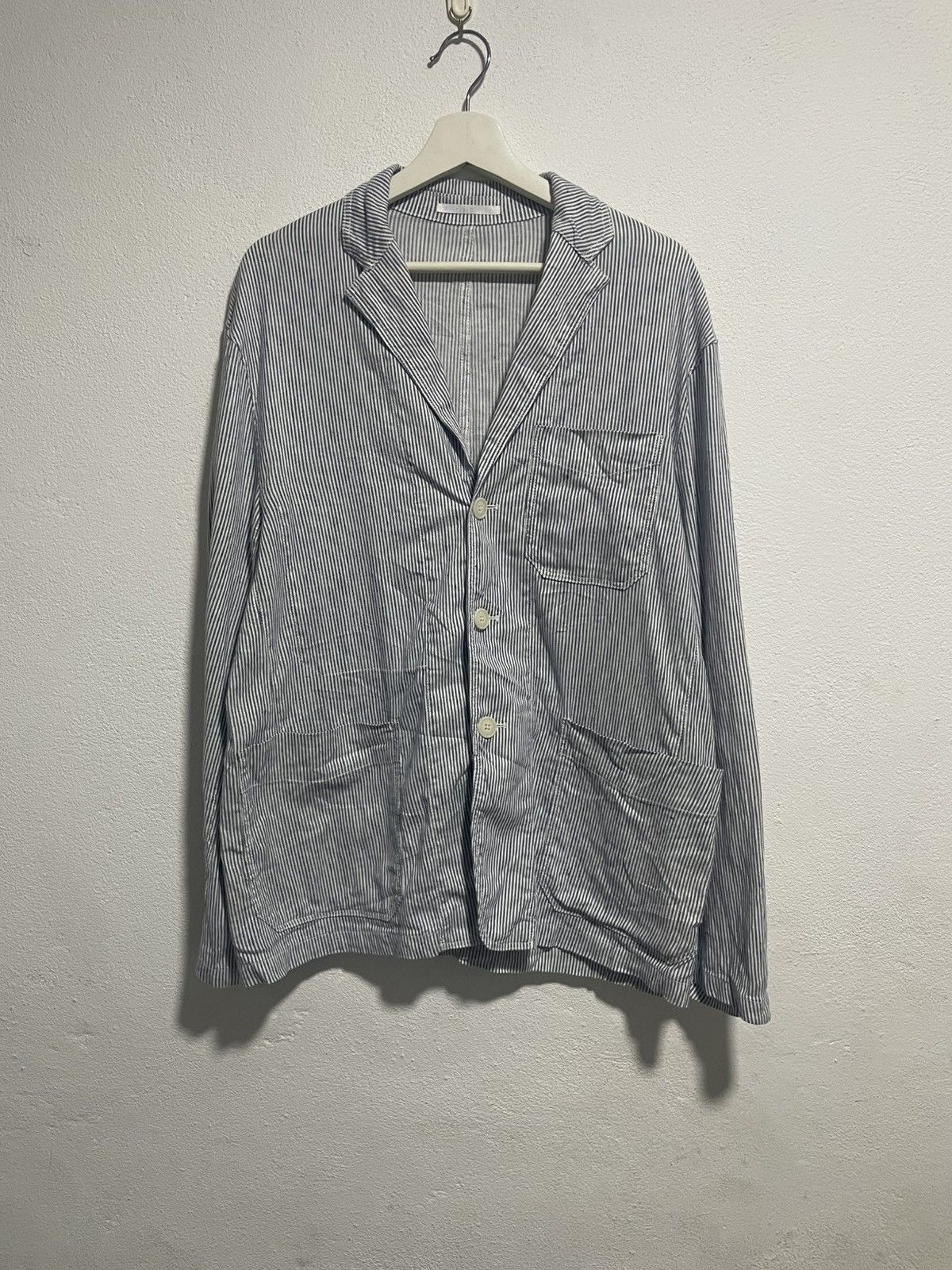 Japanese Brand × Uniqlo vintage y2k uniqlo hickory stripe light utility chore jacket Size US L / EU 52-54 / 3 - 1 Thumbnail