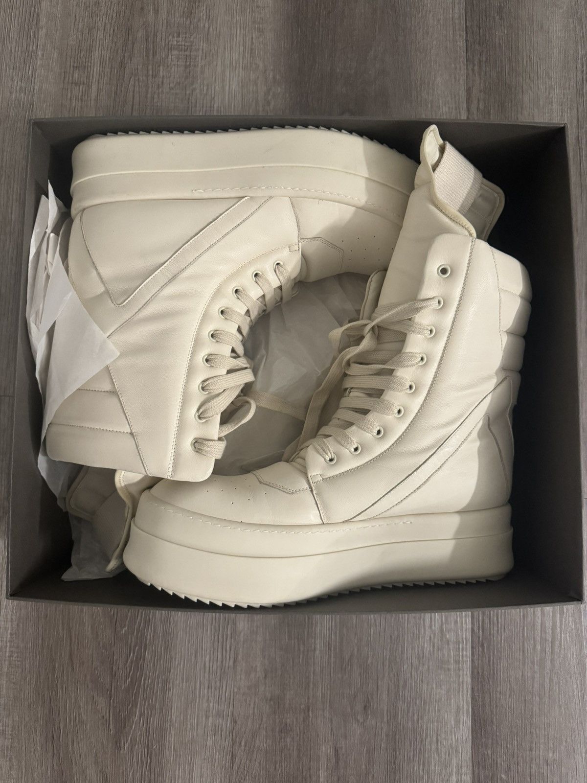 Rick Owens Rick Owens Mega Geobasket – Milk – Size 46 Size US 13 / EU 46 - 1 Thumbnail