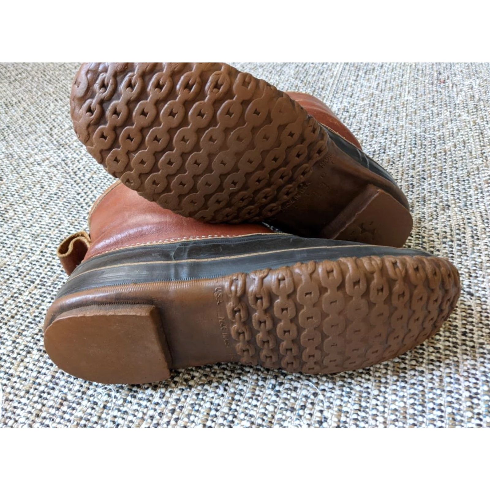 Vintage VINTAGE L.L. Bean Boots Womens 11 Wool Lined Pull-On Brown Leather 7.5" Tall Mens? Size US 11 / IT 41 - 6 Thumbnail