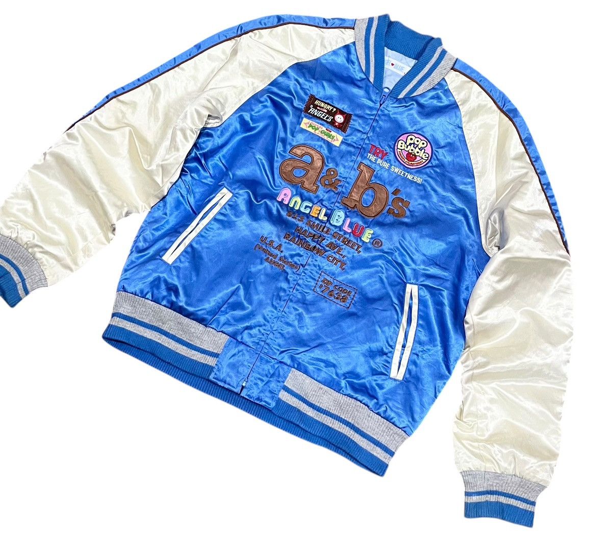 Angel Blue Vintage 90s angel blue patched satin varsity jacket Size US L / EU 52-54 / 3 - 2 Thumbnail