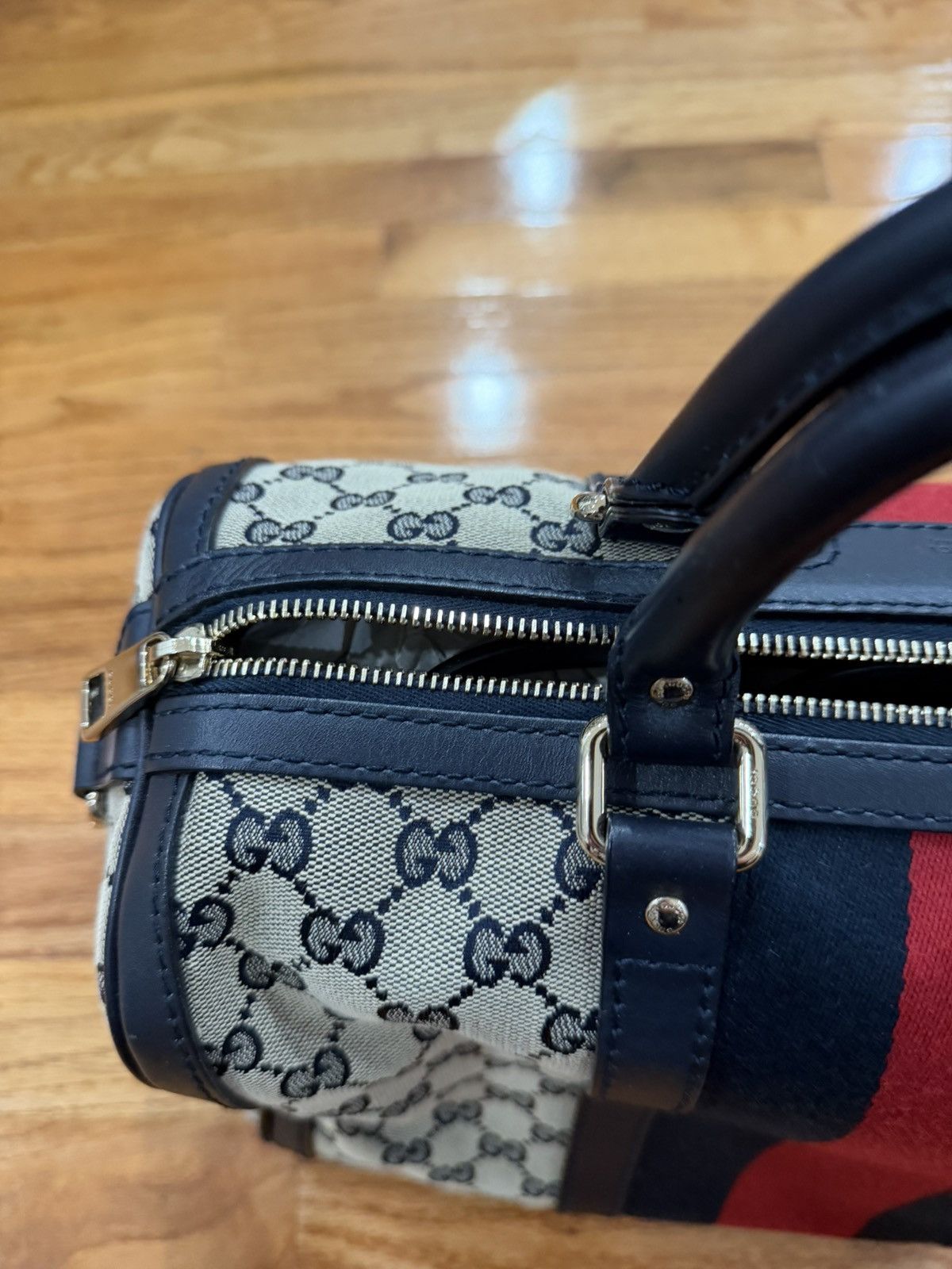 Gucci Gucci GG Canvas Boston Navy Medium Size ONE SIZE - 4 Thumbnail