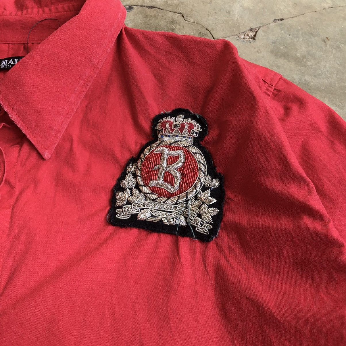 Balmain 🇫🇷 Balmain Paris Red Button Down “B” Patch Logo Luxury Size US M / EU 48-50 / 2 - 6 Thumbnail