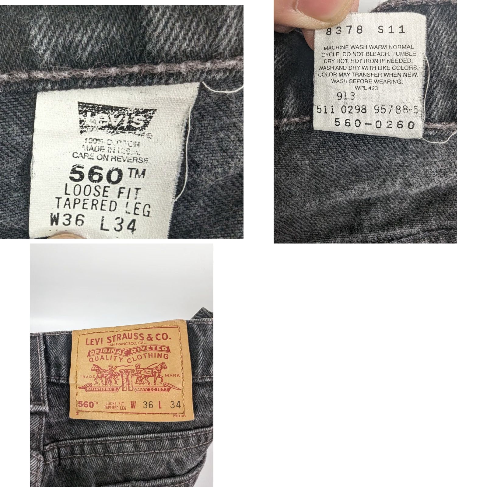 Levi's VINTAGE Levi's 560 Jeans Men's 36x30 Black Distressed 90s Y2K Tapered Relaxed Denim 5-Pocket Logo Jeans Size US 36 / EU 52 - 9 Thumbnail