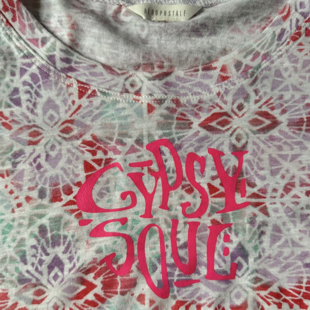 Aeropostale Gypsy Soul, Reworked, Kaleidoscope Print, Cropped Baby Tee Size S / US 4 / IT 40 - 8 Thumbnail