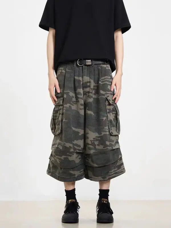 Japanese Brand VIBE Vintage washed baggy camouflage shorts Size US 30 / EU 46 - 4 Thumbnail