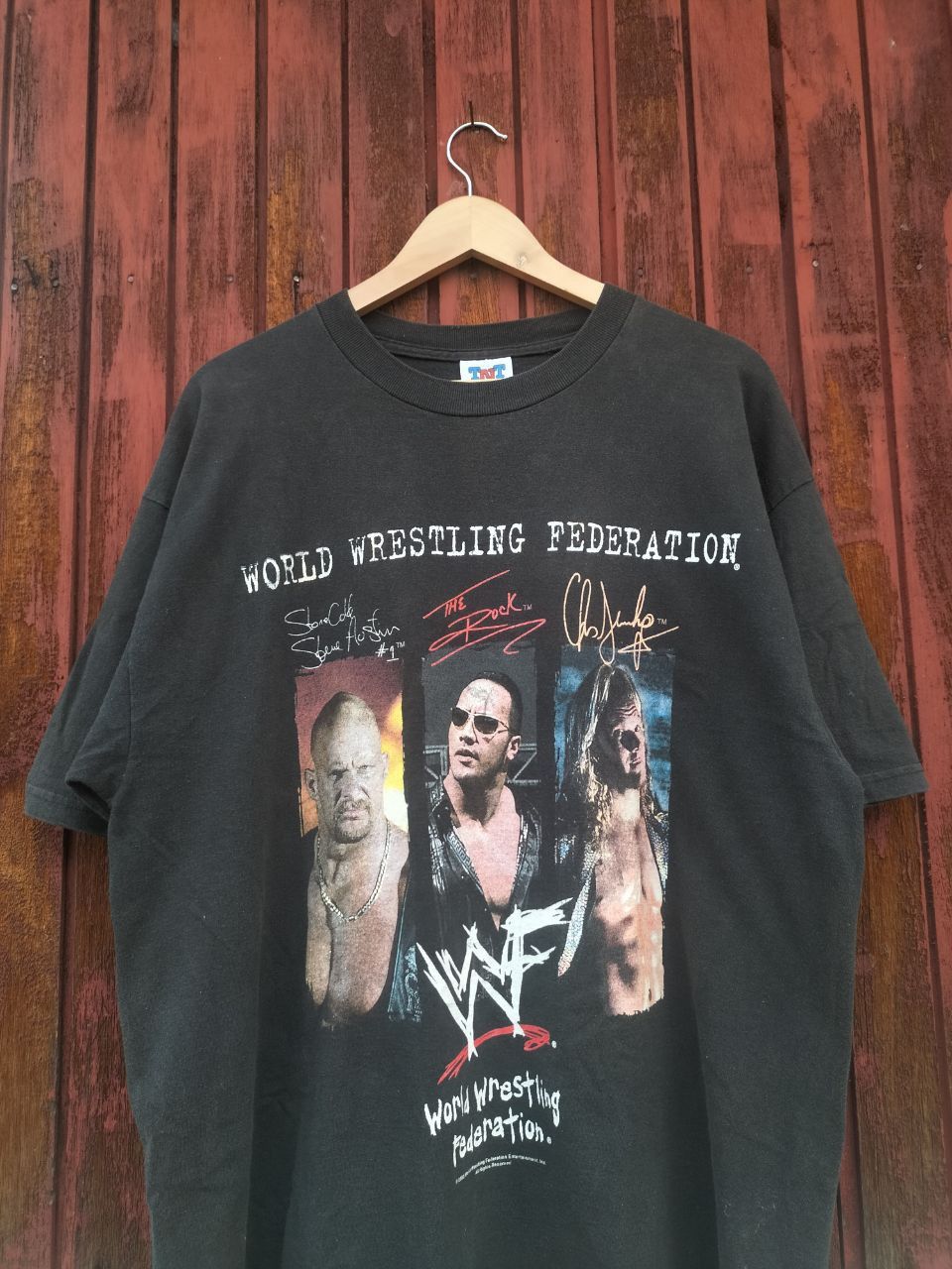 image of Wcwnwo x Wwe Vintage Wwf Stone Cold,the Rock, Chris Jericho 2000 in Black, Men's (Size XL)