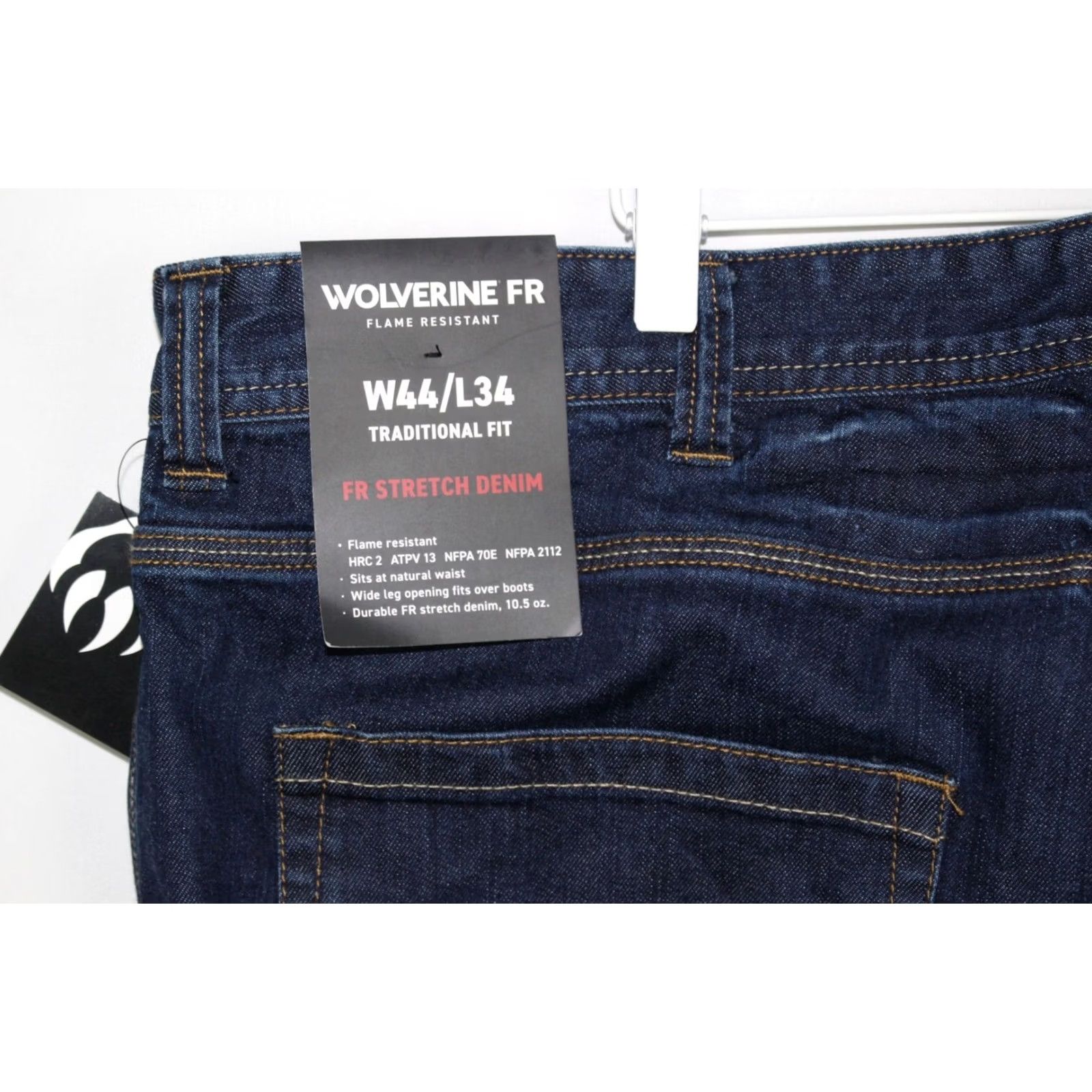 Denime Wolverine Men's FR Stretch Denim Traditional Fit 44 x 34 Dark Blue Jeans Size US 44 / EU 60 - 4 Thumbnail