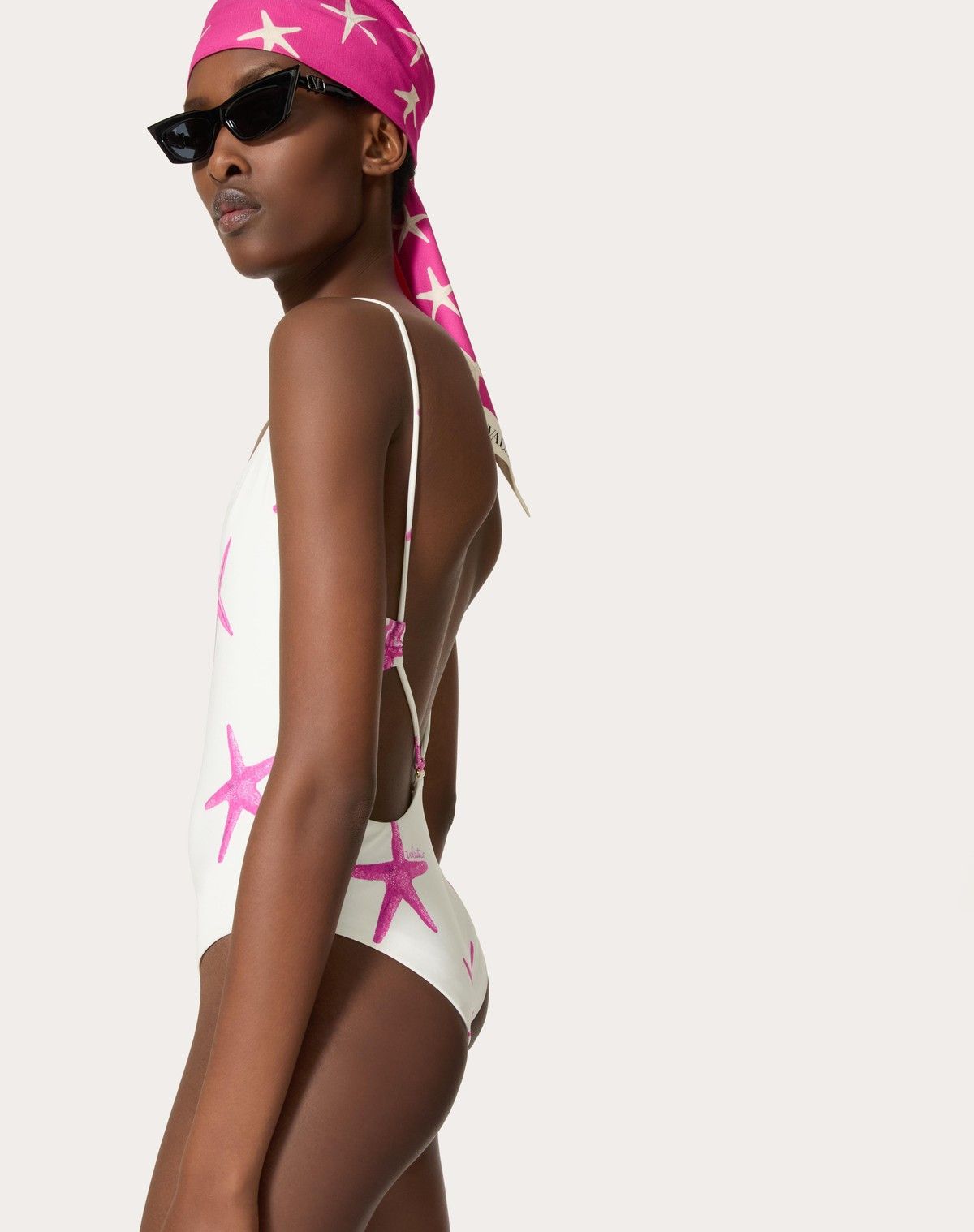 Valentino o1s1wg110525 Lycra Starfish One Piece Swimsuit in White Size XL / US 12-14 / IT 48-50 - 5 Thumbnail