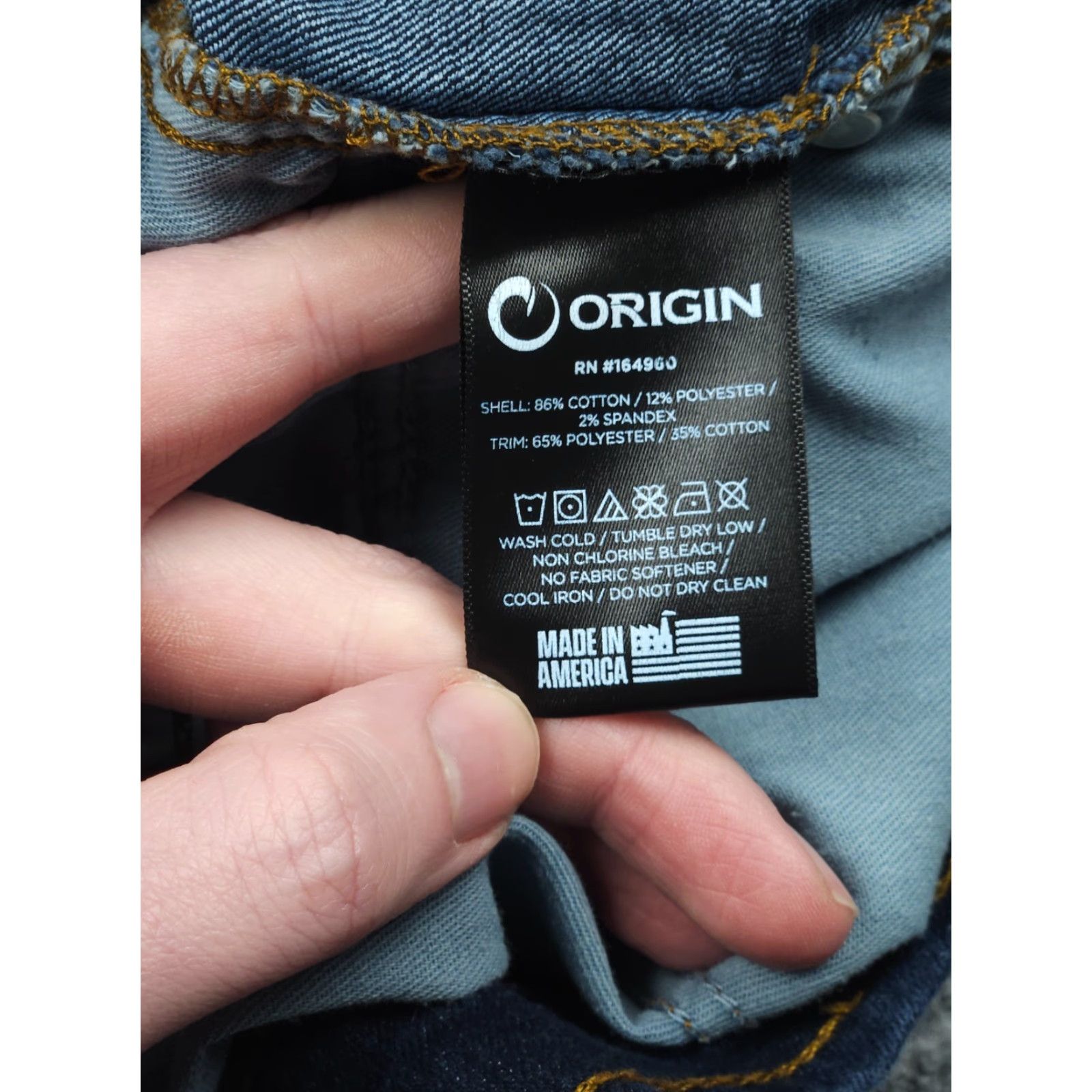 Vintage Origin Jeans Fighter Fit Mens 36x30 Jeans Athletic Stretch Denim USA 40x30 Tapered Regular Inseam 30 in Blue Cotton Polyester Size US 36 / EU 52 - 7 Thumbnail