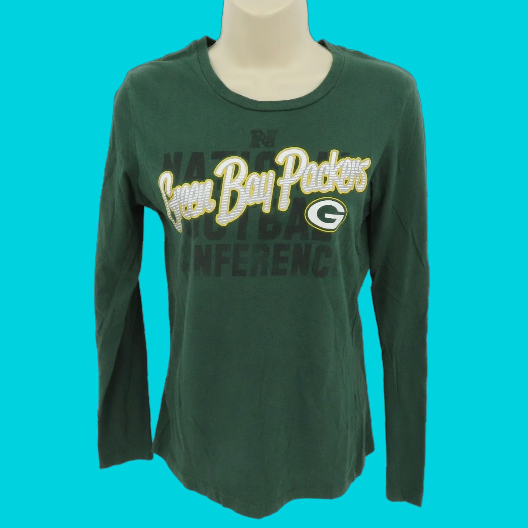 NFL NFL Women T-Shirt Long Sleeve Green Bay Packers Football Shirt Small Green NFL Women's Size S Cotton Top Size S / US 4 / IT 40 - 1 Thumbnail