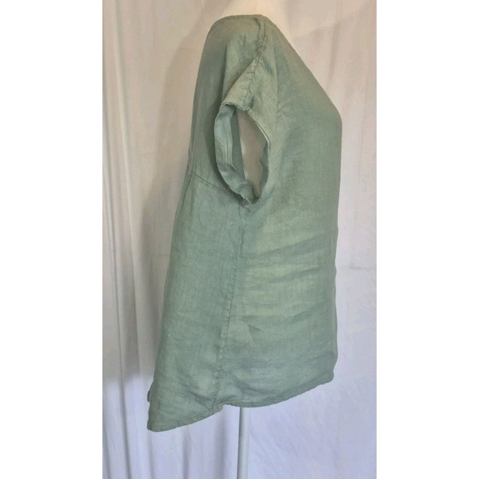 Other Terzo Millennio Womens Green Linen Top Medium Italy Size M / US 6-8 / IT 42-44 - 3 Thumbnail