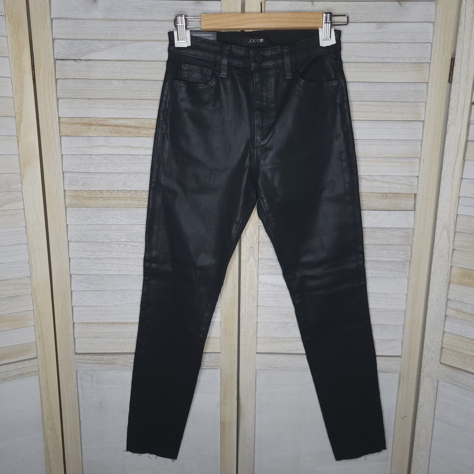 Anthropologie NWT JOE’s Coated High Rise Skinny Jeans 26 Charlie raw hem Size 26" / US 2 / IT 38 - 2 Thumbnail