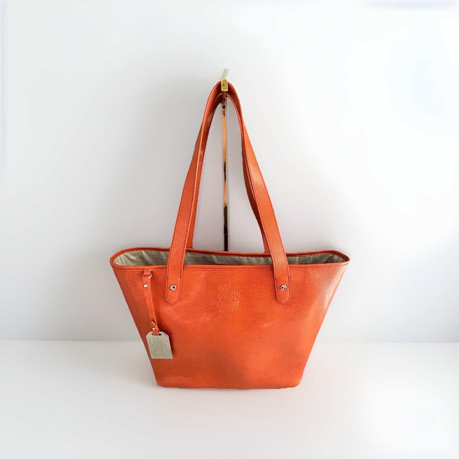 Lauren Ralph Lauren New Ralph Lauren Orange Newton Classic Tote Bag Snakeskin Size ONE SIZE - 15 Thumbnail