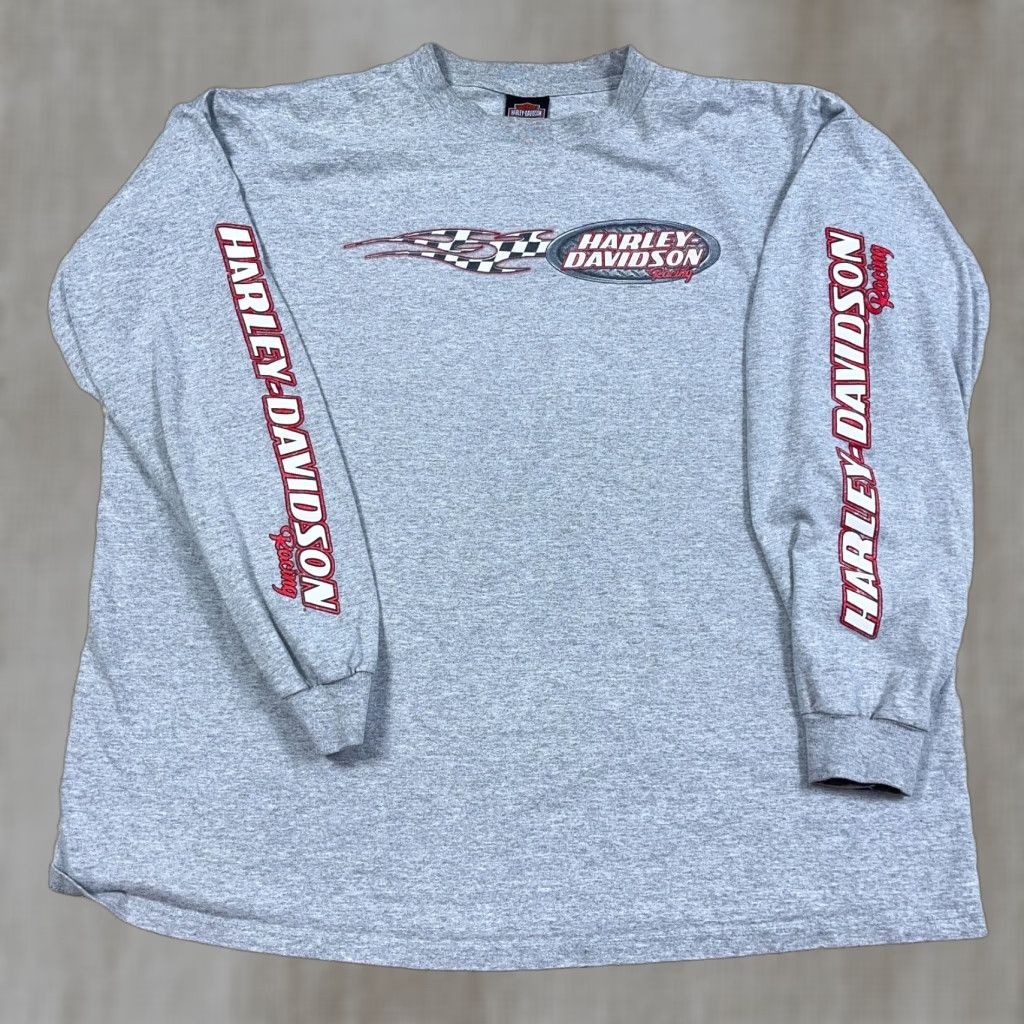 Harley Davidson Harley-Davidson Shirt Men 3X Gray Long Sleeve Crew Neck Vintage Y2K Graphic Print Logo Racing USA 80s Retro Barbed Size US XXL / EU 58 / 5 - 1 Thumbnail